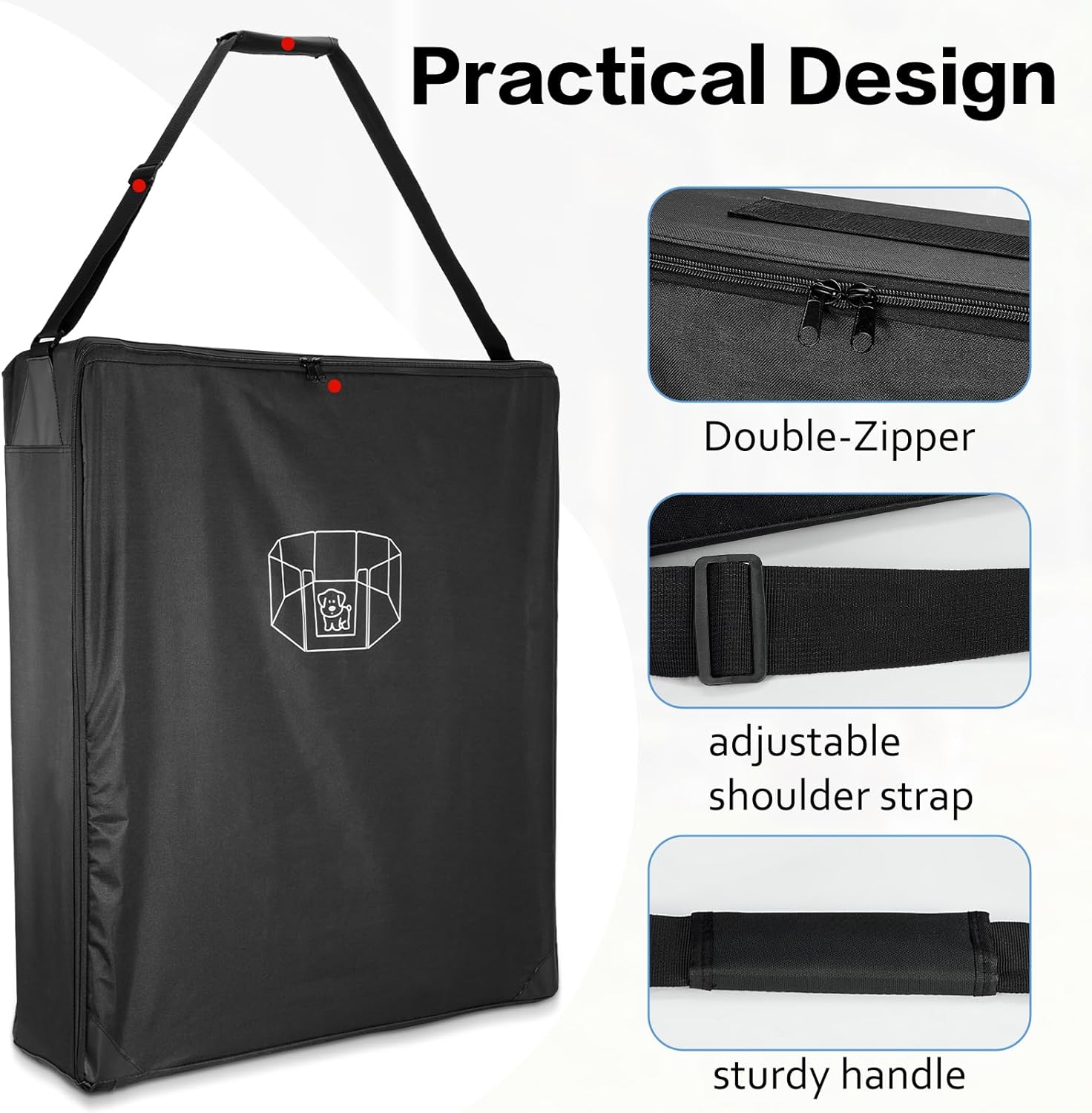 Kasla Dog Playpen Storage Bag,Suitable for Foldable Exercise Pet Playpen,RV Dog Fence Bag for Travel-Fits 32" H 8 Panels and 9 Stakes-28.3" L x 7.9" W x 32.6" H