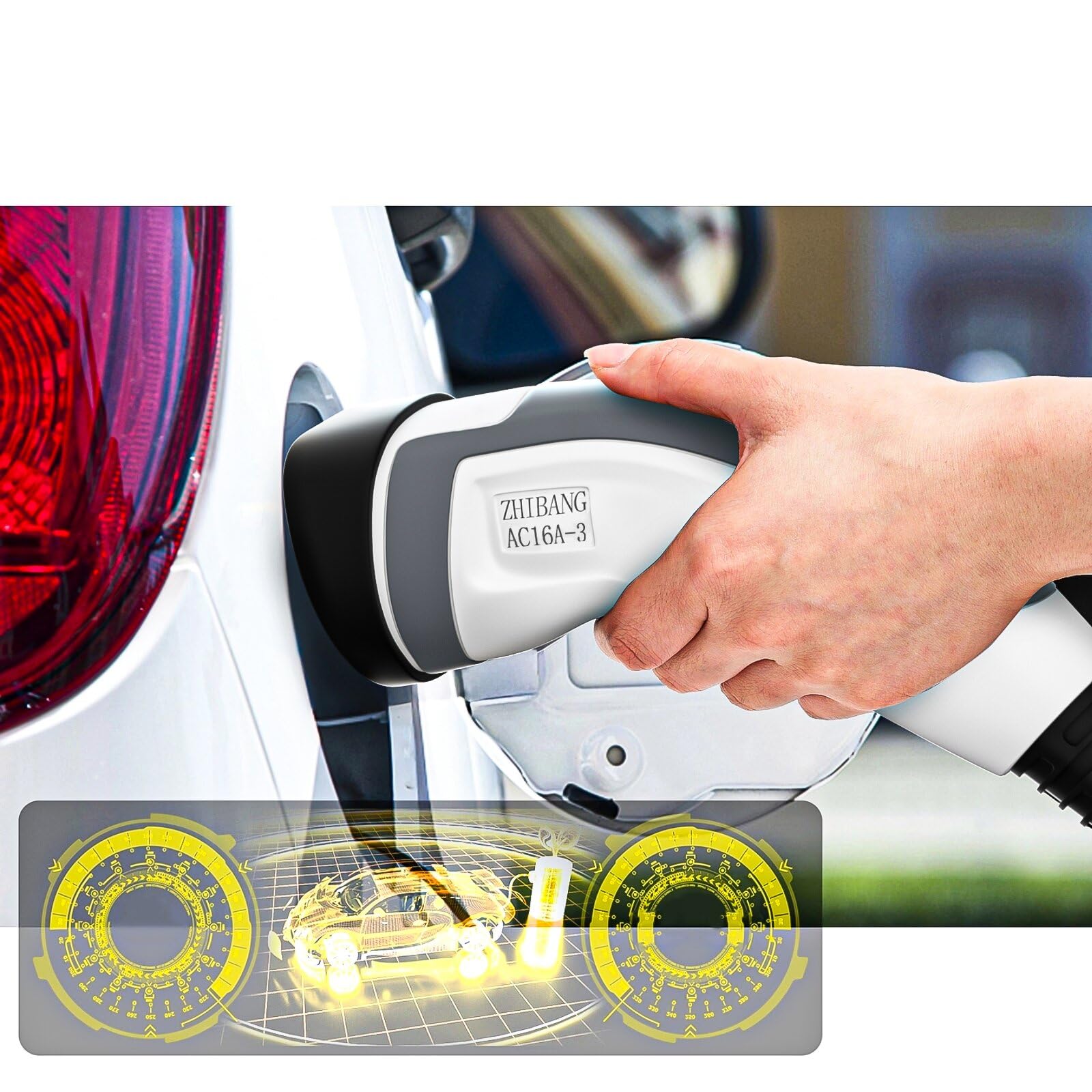 ZHIBANG EV Ladekabel typ2 11KW 16A 3 Phasig 5M für E-Auto EV/PHEV | Schnelladekabel typ2 für EV/PHEV, Mode 3 Ladekabel für Elektrofahrzeug