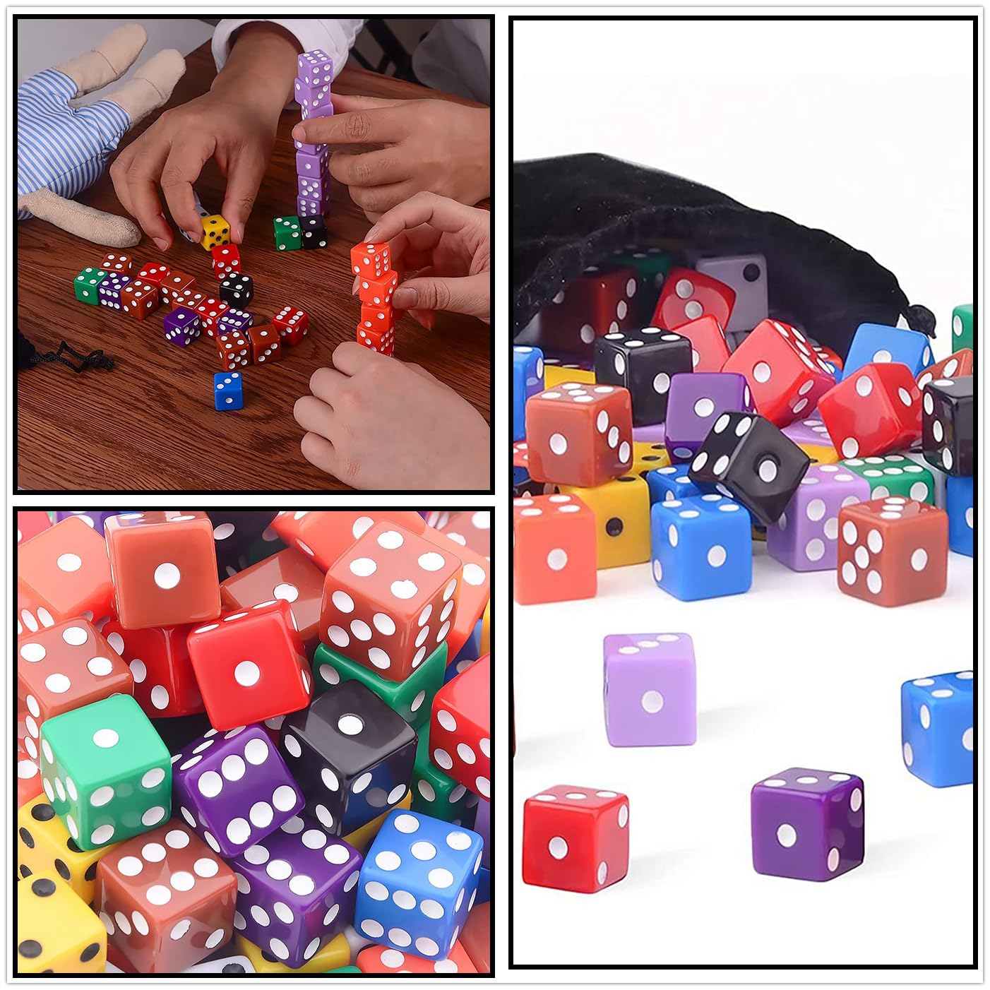 HUAZIZ Set di 100 dadi colorati a 6 facce Dice Game D6 dadi 12 mm per Giochi da Tavolo, Multigioco, Giochi Matematici per Bambini Set dadi a più Lati