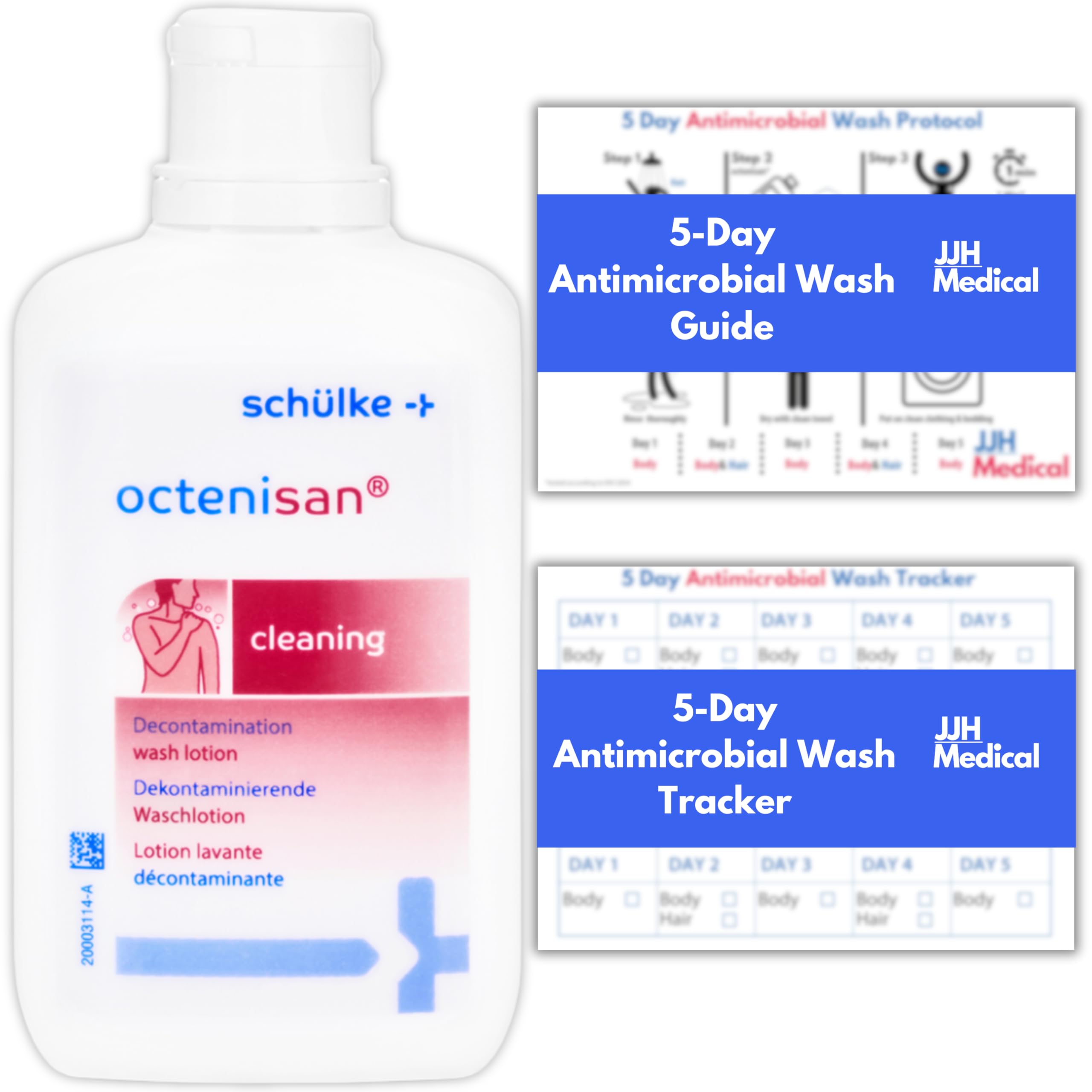 Schulke Octenisan Antimicrobial Body Wash 150ml – Antimicrobial Body Wash for Whole-Body Cleansing, Includes JJH Medical 5-Day Protocol Guide & Tracker for Daily Hygiene