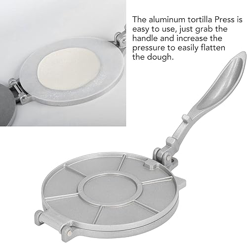 Miniatura 3 de JEOZBM Prensa de tortilla, 7.7 pulgadas de aleación de aluminio resistente, prensa de masa, máquina de tacos, prensa de rotis, fabricante de