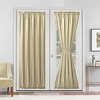 Vista 23 de Hiasan Cortinas francesas para puerta de privacidad, cortina frontal semitransparente con bolsillo para barra para ventana de puerta, 1 panel