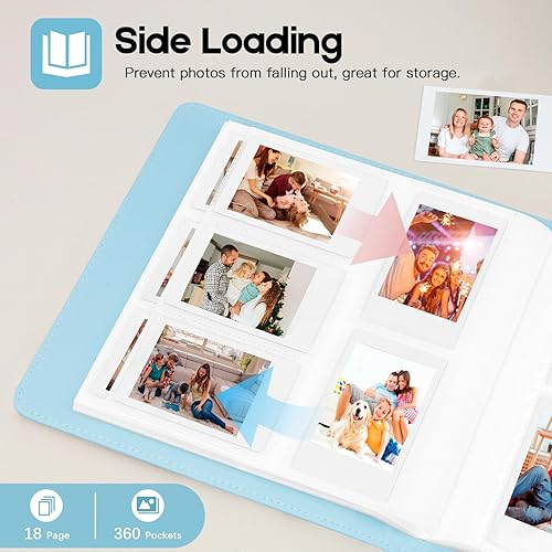 Miniatura 5 de Veicevol Álbum de fotos de 360 bolsillos para cámara Fujifilm Instax Mini, álbum para fotos Polaroid, cubierta de cuero, álbum de fotos para cámara