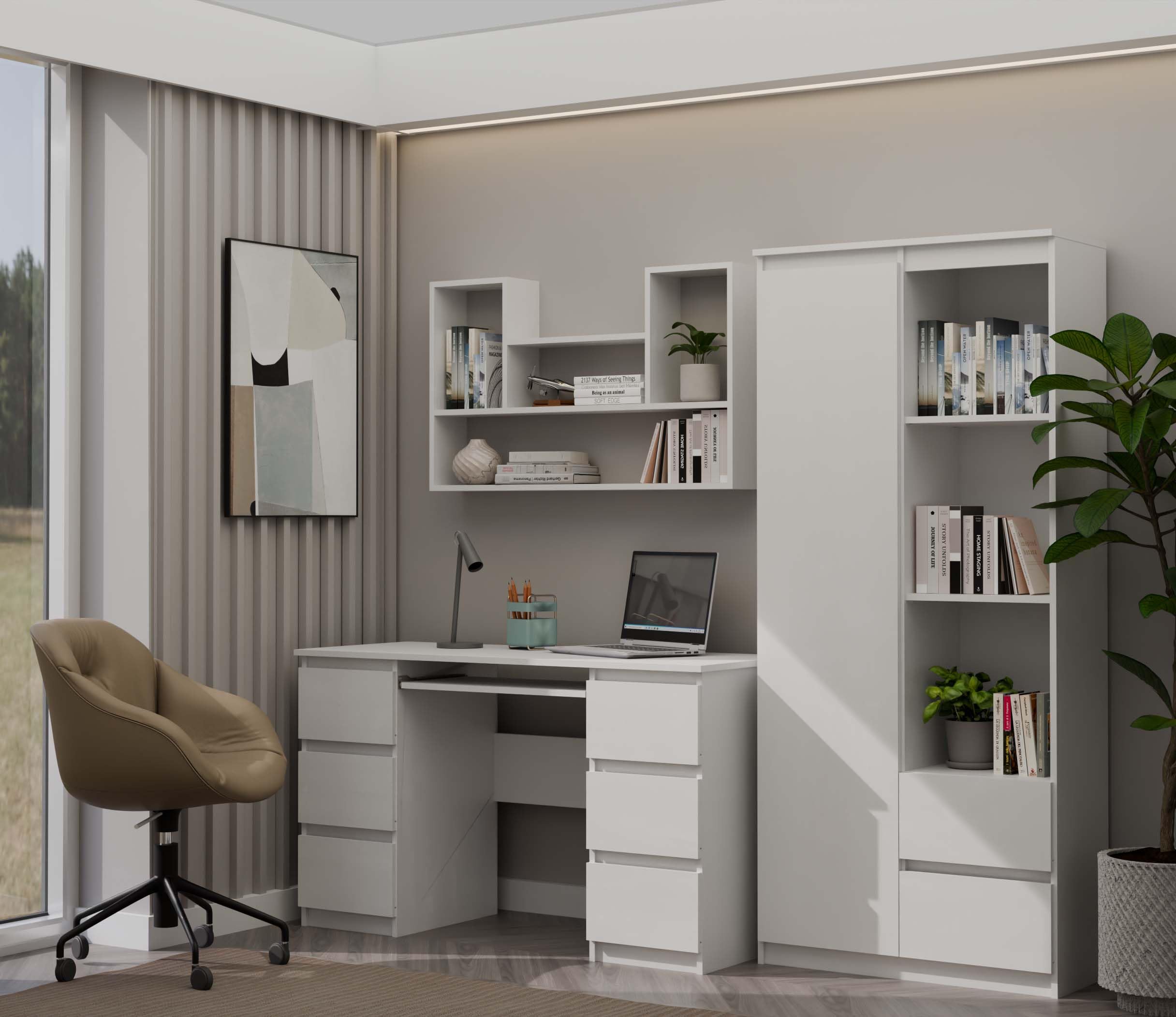CDF Bilbao 4P - Estantería colgante (4 unidades), color blanco, para salón, oficina y estudio, estantería para libros y juguetes, moderna, ideal para habitaciones infantiles, habitaciones para