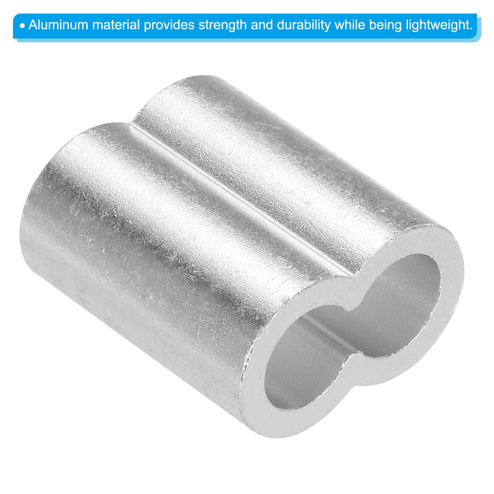 QUARKZMAN 3/8" 10mm Manicotto Anello Crimpatura in Alluminio, Doppia Ghiera per Estremità Cavi Metallici, Argento 50pz