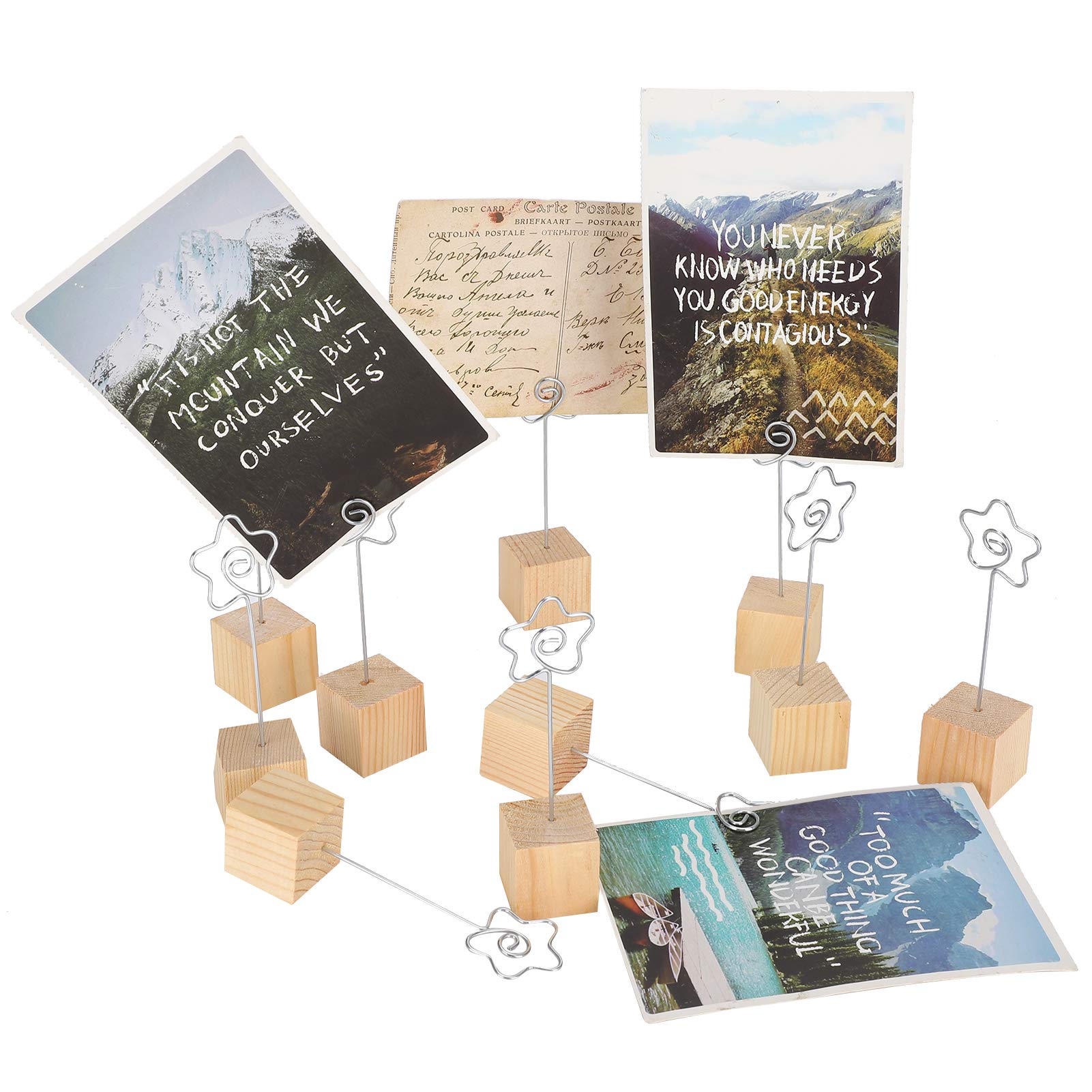 10 Pezzo Porta Segnaposto Clip, Segnaposto Legno a Forma di Fiore, Portafoto Base Legno, per Foto Biglietti da Visita Note Carta Numero, Decorazione da Tavola (Colore Casuale
