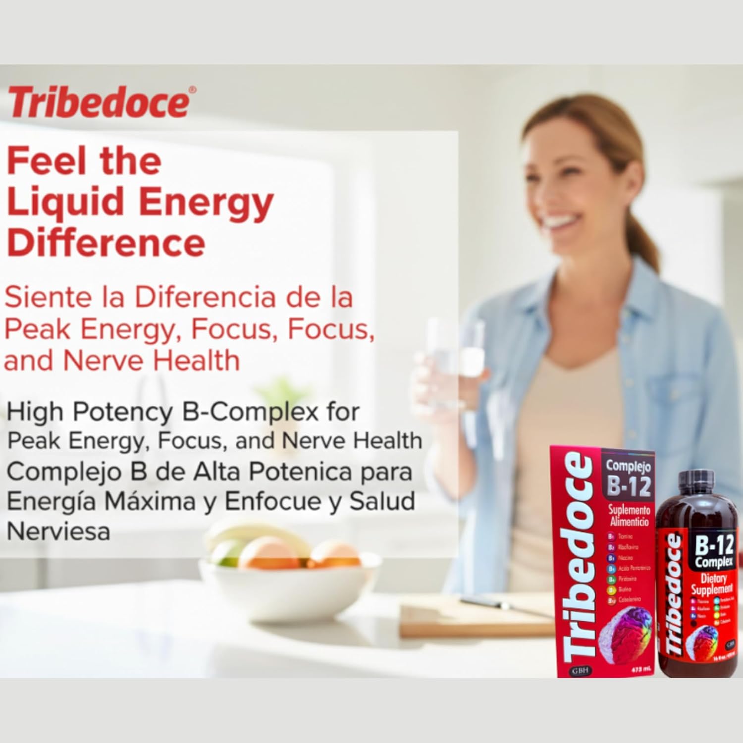 B-12 Complex Liquid Dietary Supplement - High Potency Vitamin B Complex with Thiamine, Riboflavin, Niacin, Pantothenic Acid, Pyridoxine, Biotin, and Cobalamin, Non-GMO, Gluten Free, 16 fl oz - Image 3