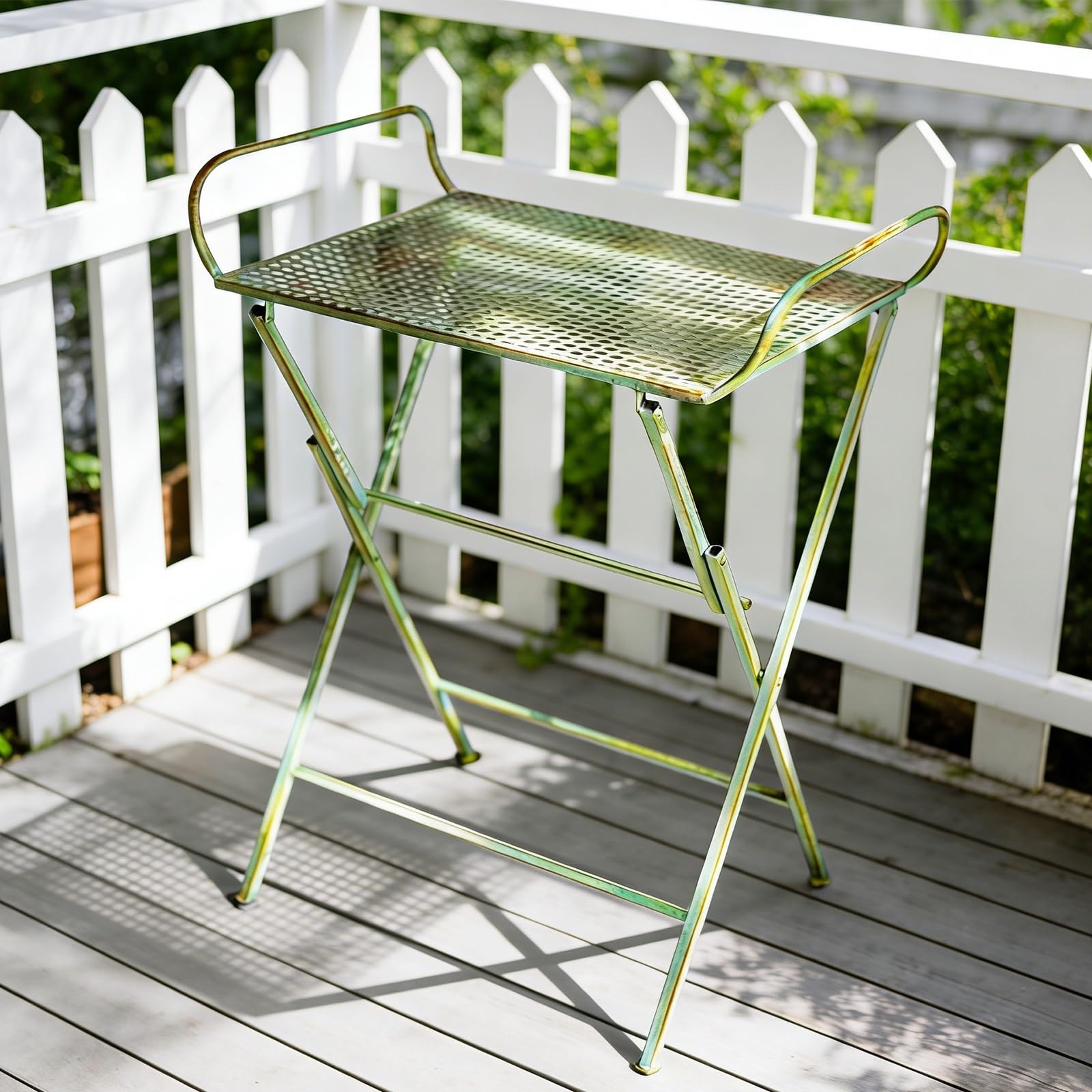 Table d'appoint pliante en métal robuste pour salon patio et extérieur