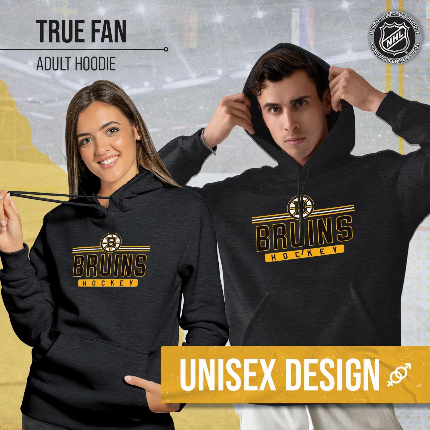 Wright & Ditson NHL Adult Heather Charcoal True Fan Hooded Sweatshirt Unisex - Unisex Cotton Poly Blend - Ultimate Comfort - Image 2