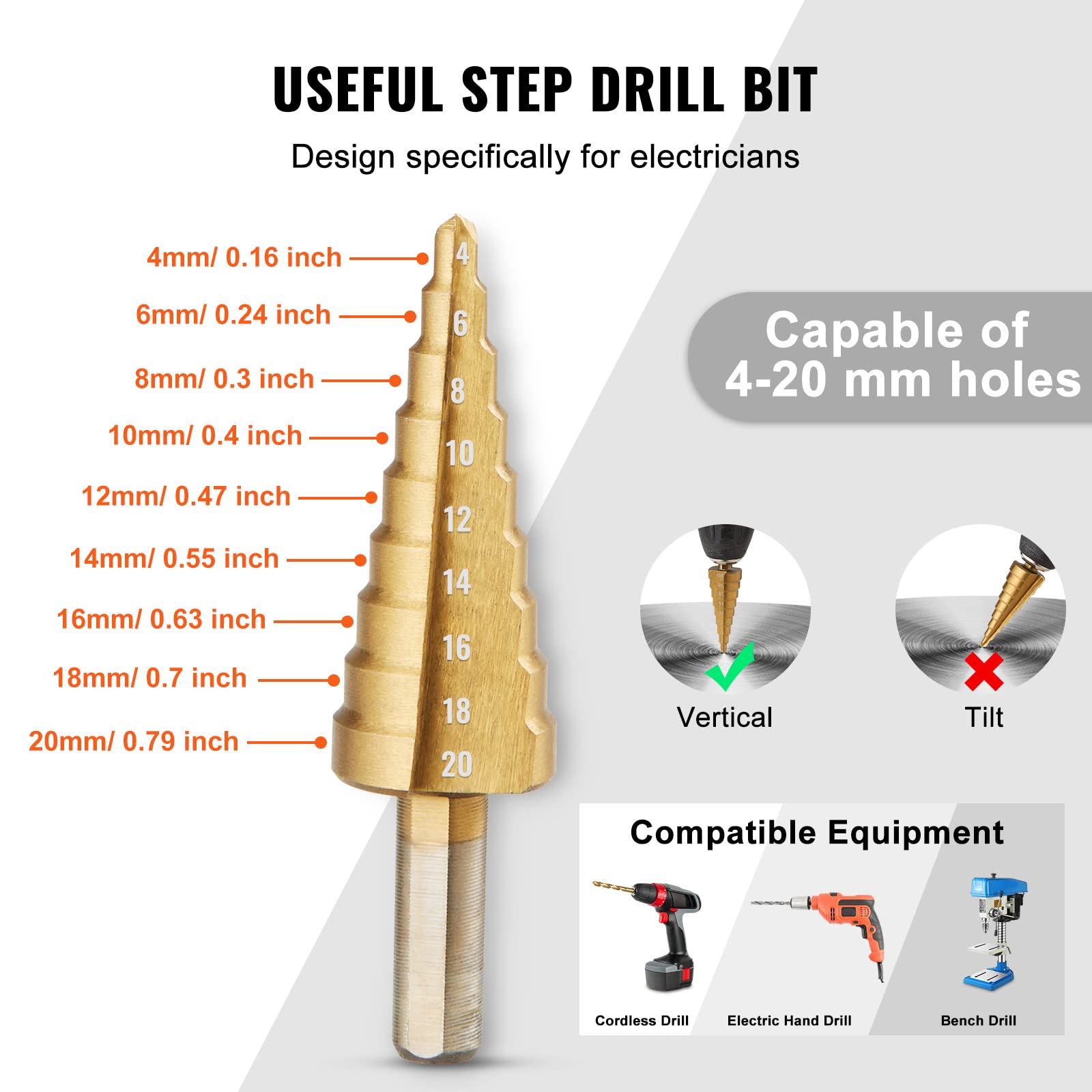 VEVOR Kit di Perforazione Idraulica ad Eliminazione Diretta 10 Ton, Punzonatrice Idraulica in Acciaio Strumento di Perforazione con 6 Set di Punzione per Cantieri, Manutenzione e Fai-Da-Te, Giallo
