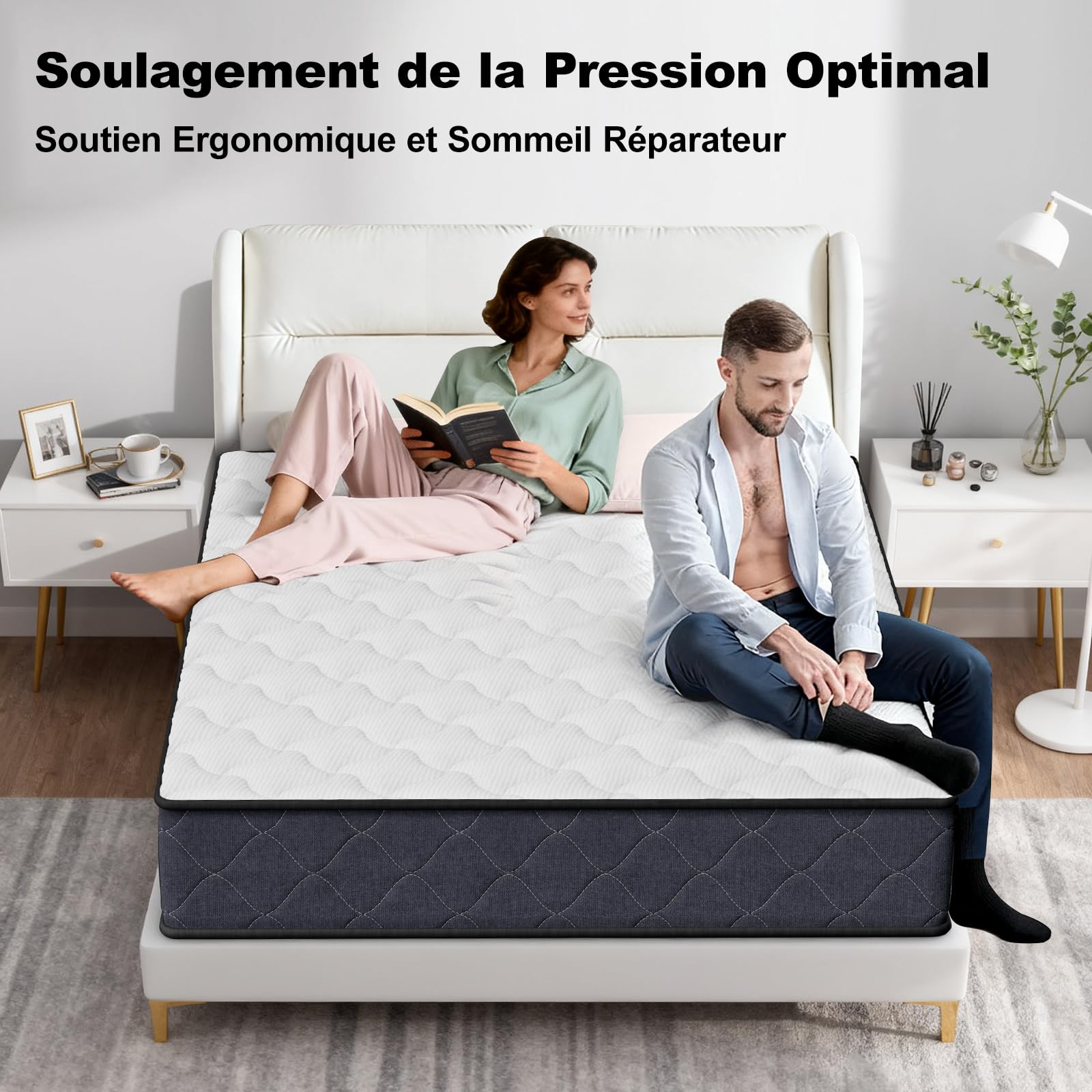DEWINNER Matelas 140x190 | Matelas en Mousse à Mémoire de Forme | Epaisseur 22CM | Confort Ferme | Matelas 2 Personnes | CertiPUR-US & Oeko-TEX | Respirant, Anti-acariens | Dormez l’Esprit Tranquille
