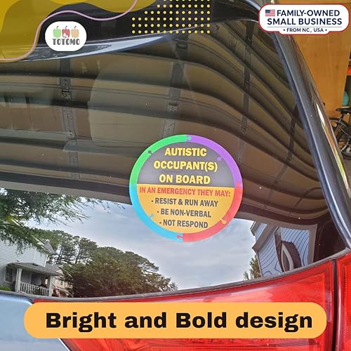 Miniatura 5 de TOTOMO Calcomanía para Auto "Ocupante Autista a Bordo" - 6" x 6" (Paquete de 4) (2 Adhesivos Frontales y 2 Adhesivos Traseros) Calcomanía de