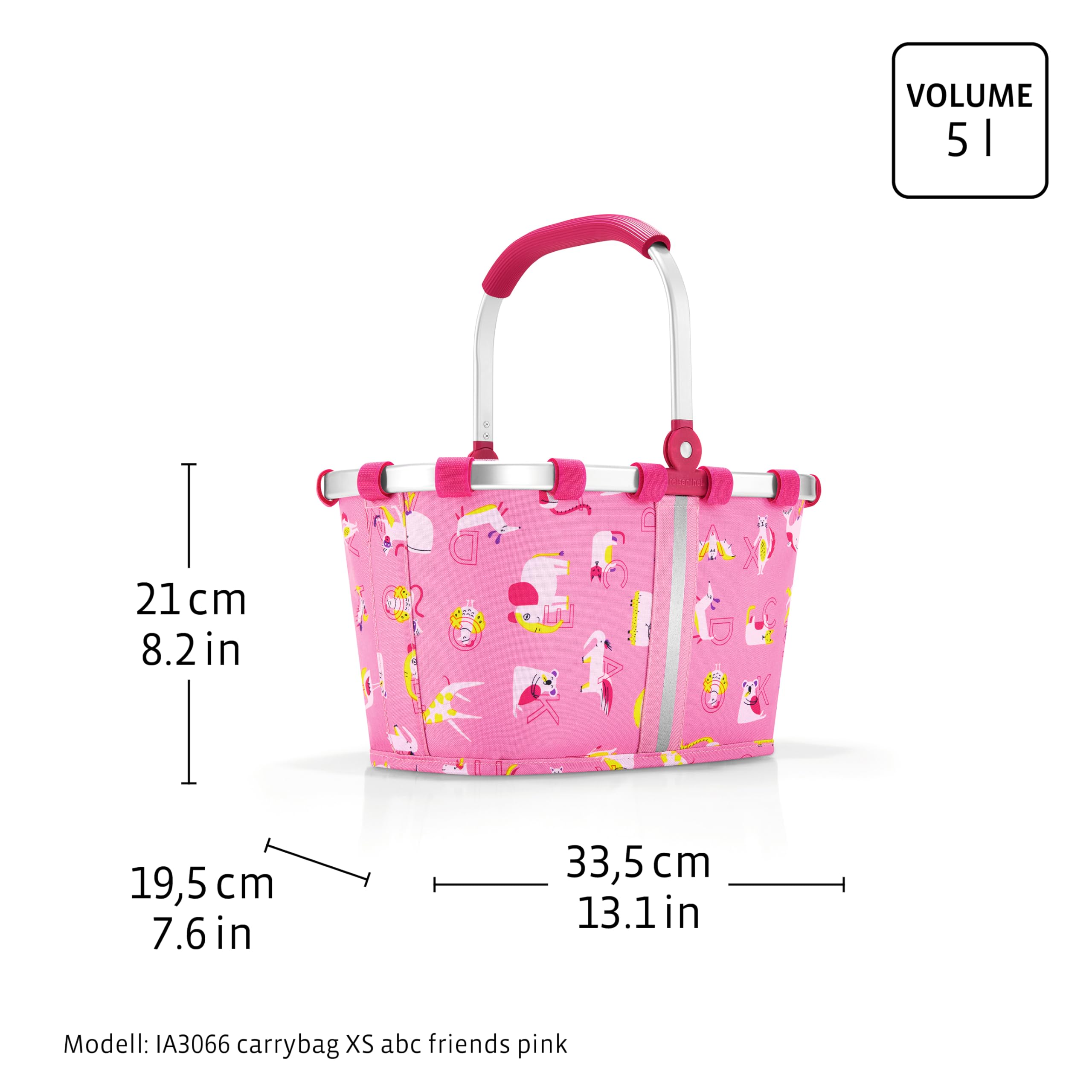 reisenthel carrybag XS Kids koszyk na zakupy 33,5 x 18 x 19,5 cm / 5 l/ABC Friends różowy