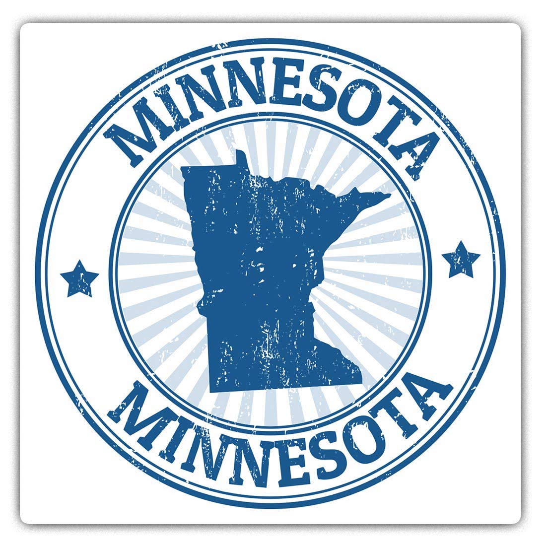 Destination Vinyl Ltd Multi 2 X 7.5Cm Square Vinyl Stickers - Minnesota America Usa Travel Map Decals 5024
