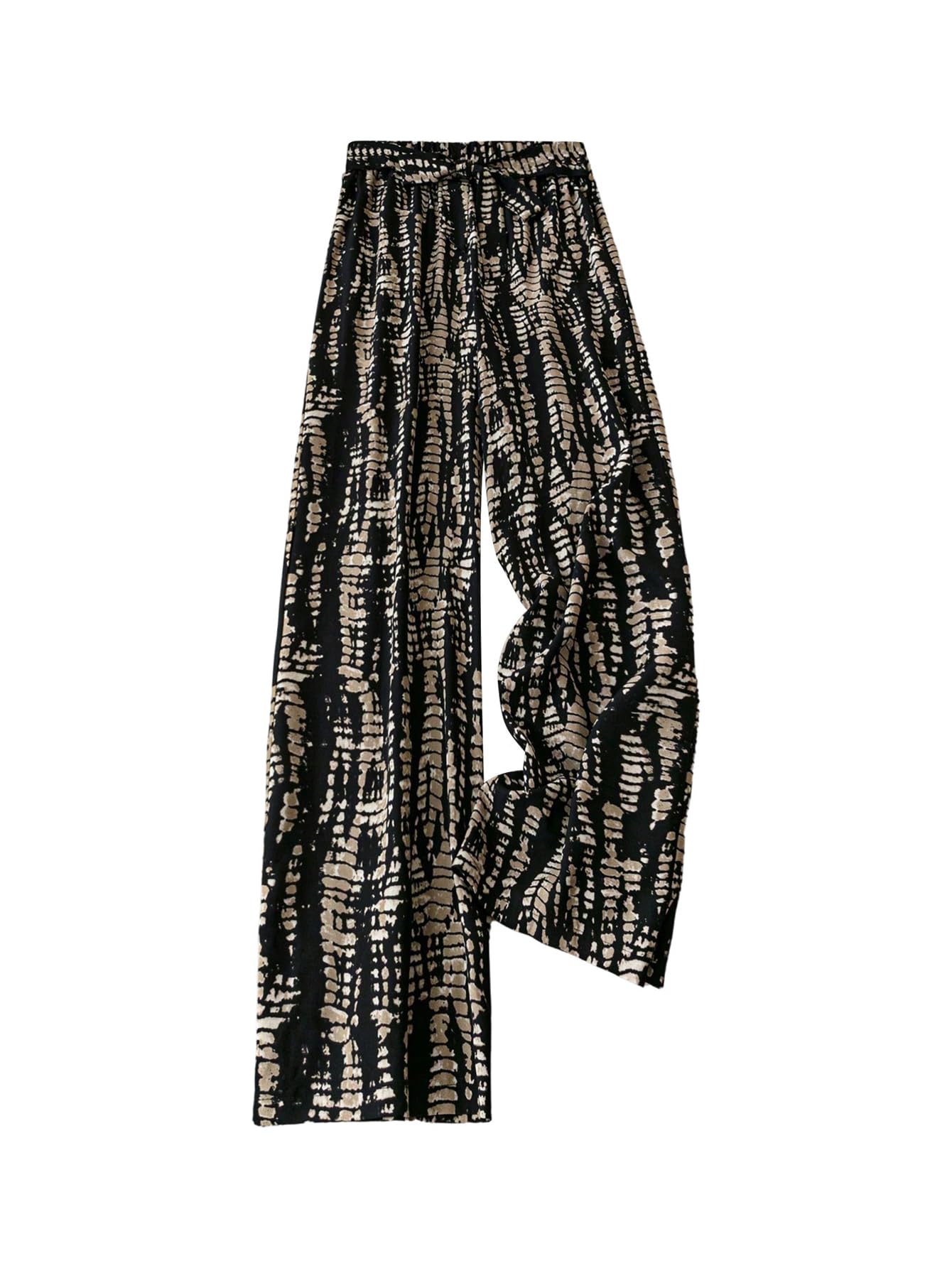Floerns Womens Graphic Wide Leg Lounge Travel Pants Bow Knot Vacation Casual Baggy Trousers