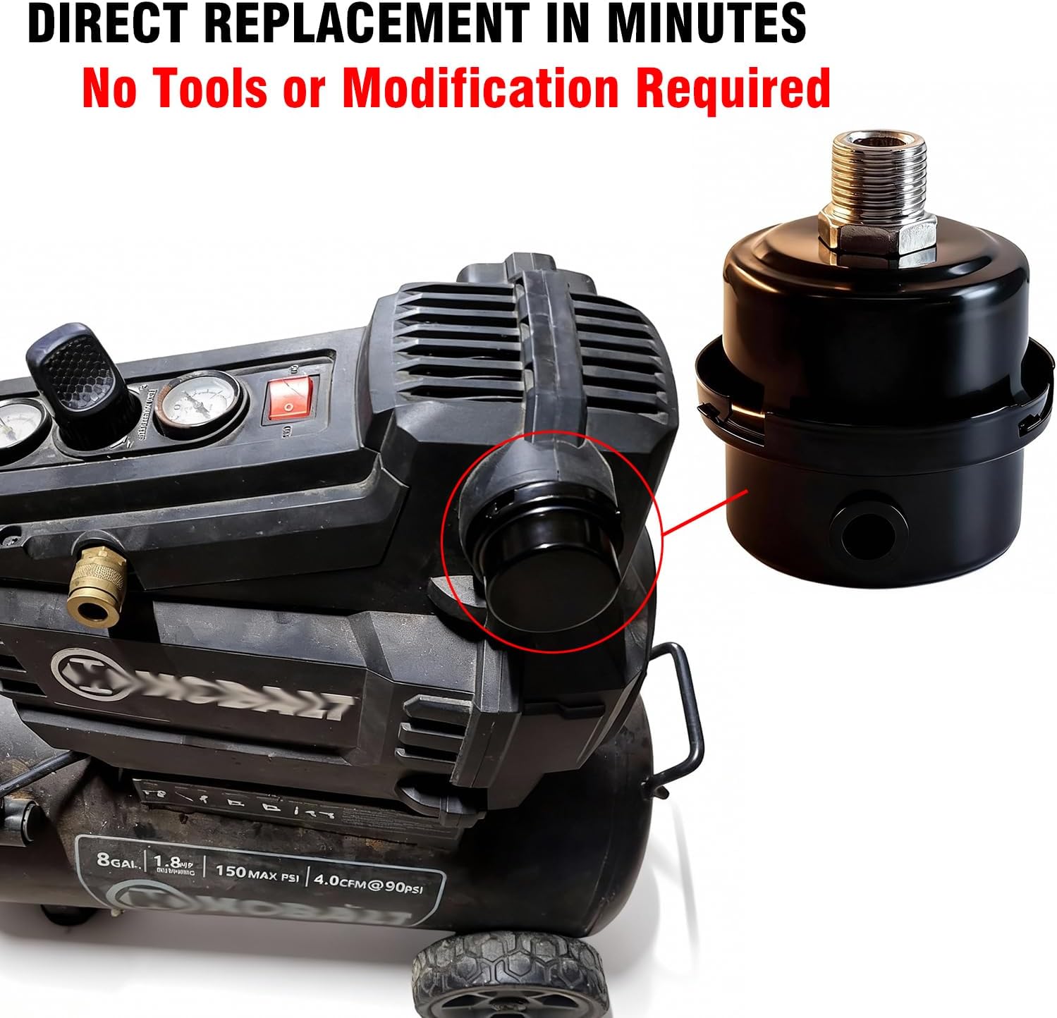 Air Compressor Silencer Filter - 1/2" Thread Metal Intake Filter Sound Muffler Replacement Part, 20mm Metal Air Compressor Filter Noise Muffler