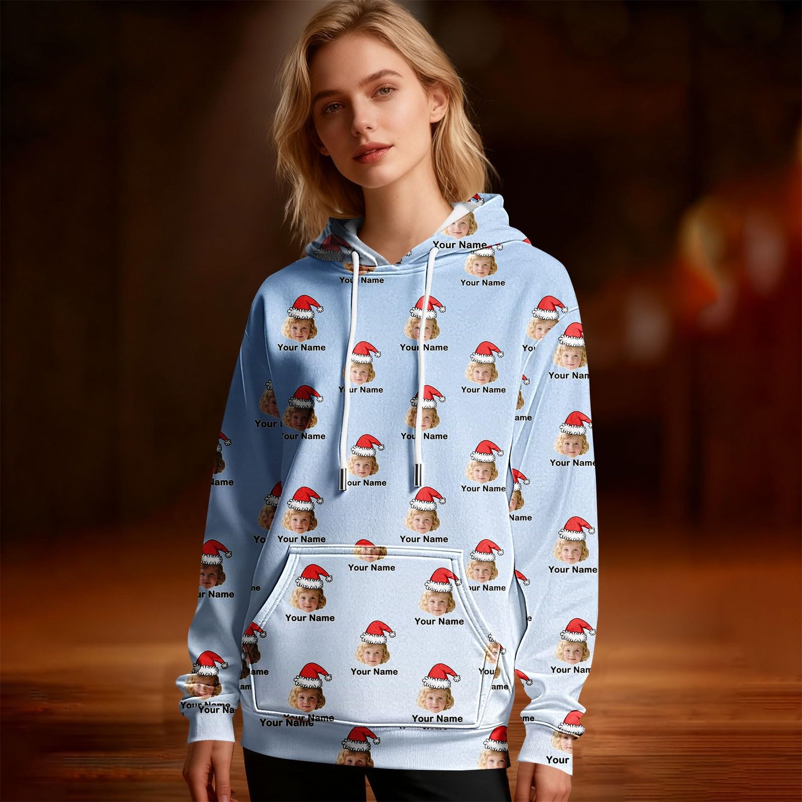 Sudadera Original Hombre Negra con Capucha Personalizada, Diseño Divertido De Navidad Chaquetones Invierno (Sky Blue, XXL) Sin Mangas Ropa Gym Tallas Grandes Sudaderas Mujer Gimnasio