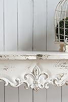 Vista 6 de Mesa de consola francesa de 46 pulgadas, mesa de entrada, mesa de sofá, mesa de acento larga estilo rústico, color blanco retro