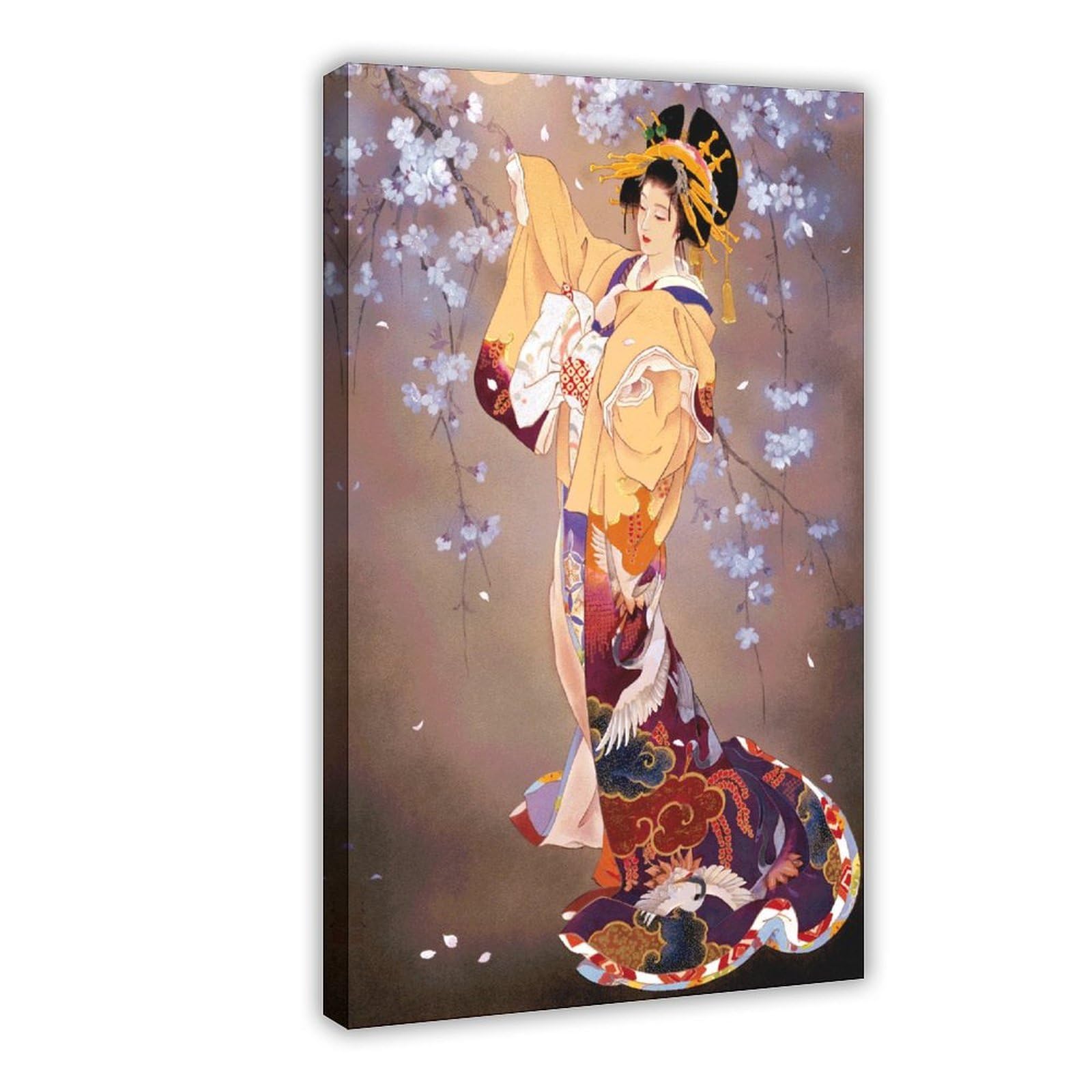 QNVJQKDSI Japanese Geisha Art (19) Canvas Poster Bedroom Decor Landscape Office Room Decor Gift 20" L X 30" W