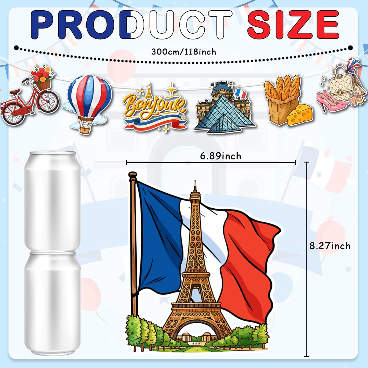 France Banner, French Banner Decor, Htabiol Paris Party Decorations, French Party Decor, For Paris Birthday Party, Eiffel Tower Themed Party, Bastille Day, French Classroom Decorations (Pre-Assembled)