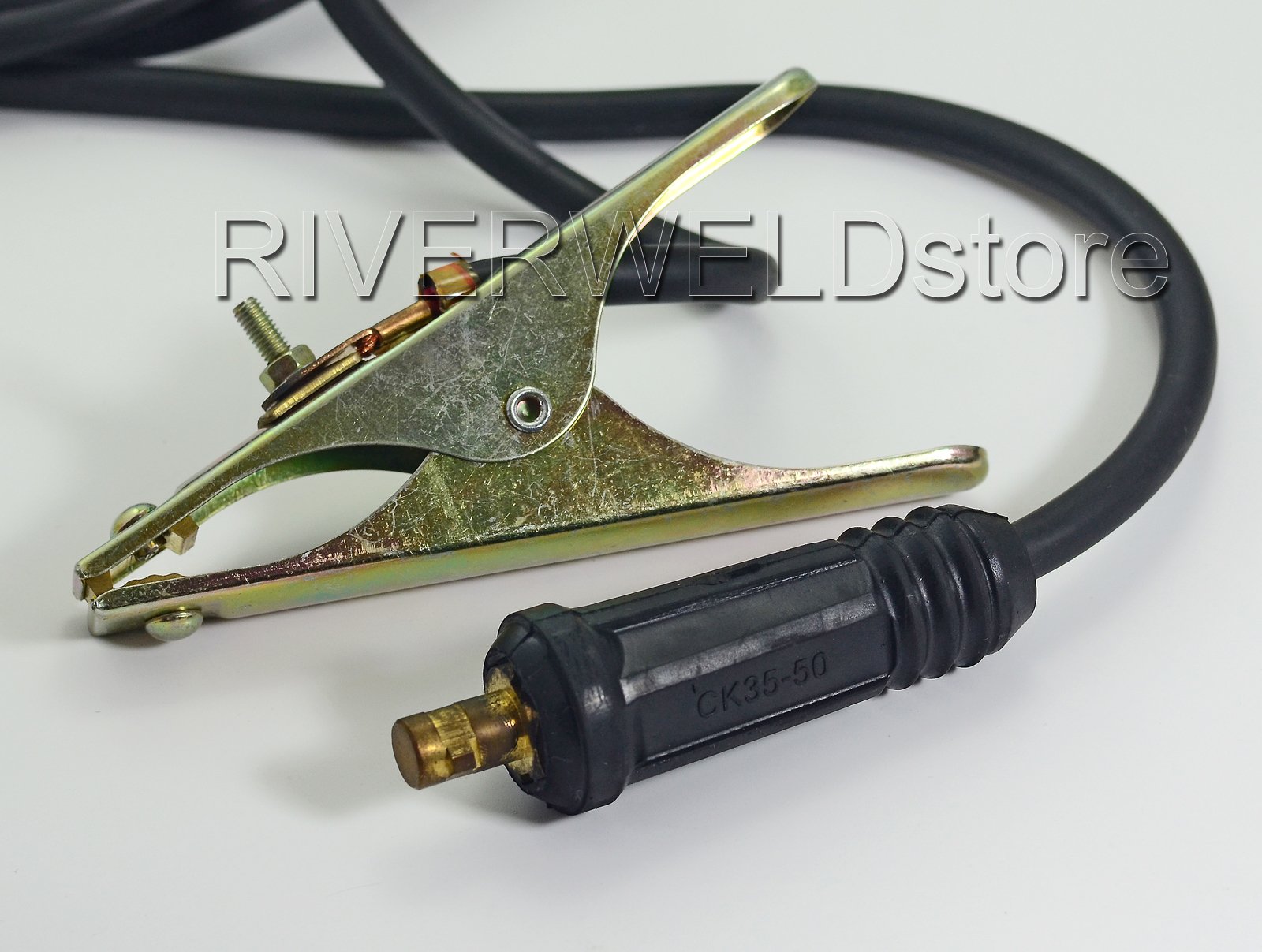 RIVERWELD Pince de Masse 300A + Câble 25 mm² avec Connecteur DKJ35-50 mm² - Longueur 3 Mètres - Pour Poste à Souder MMA/ARC
