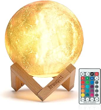 Moon Lamp Galaxy Lamp with 16 Colors, 4.7 Inch, 3D Moonlight, Upgraded Timer, Rechargeable, Remote Control