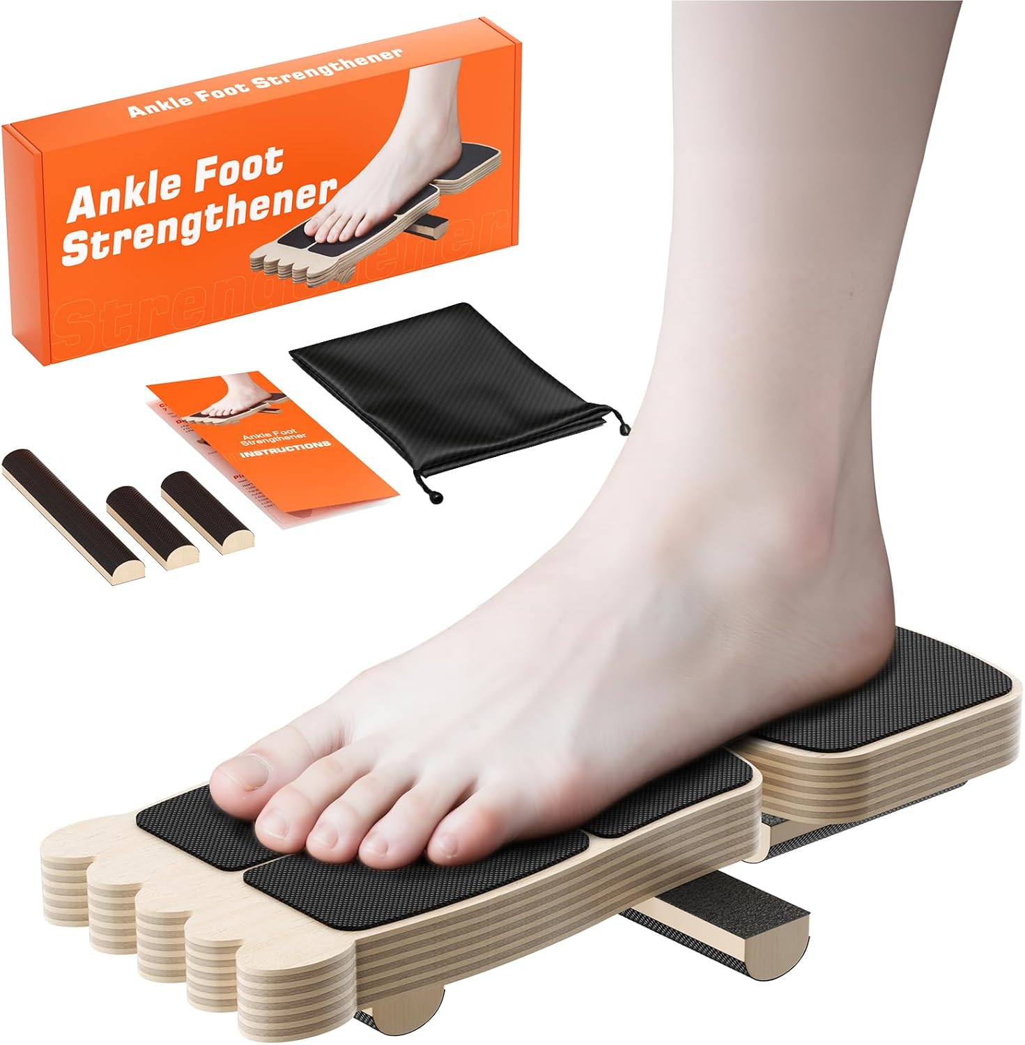 Ankle Balance Board, Solid Wood with Non-Slip Surface & “TOES” Design – Single Leg Stability Trainer for Ankle Support, Foot Strengthening, Balance Exercises