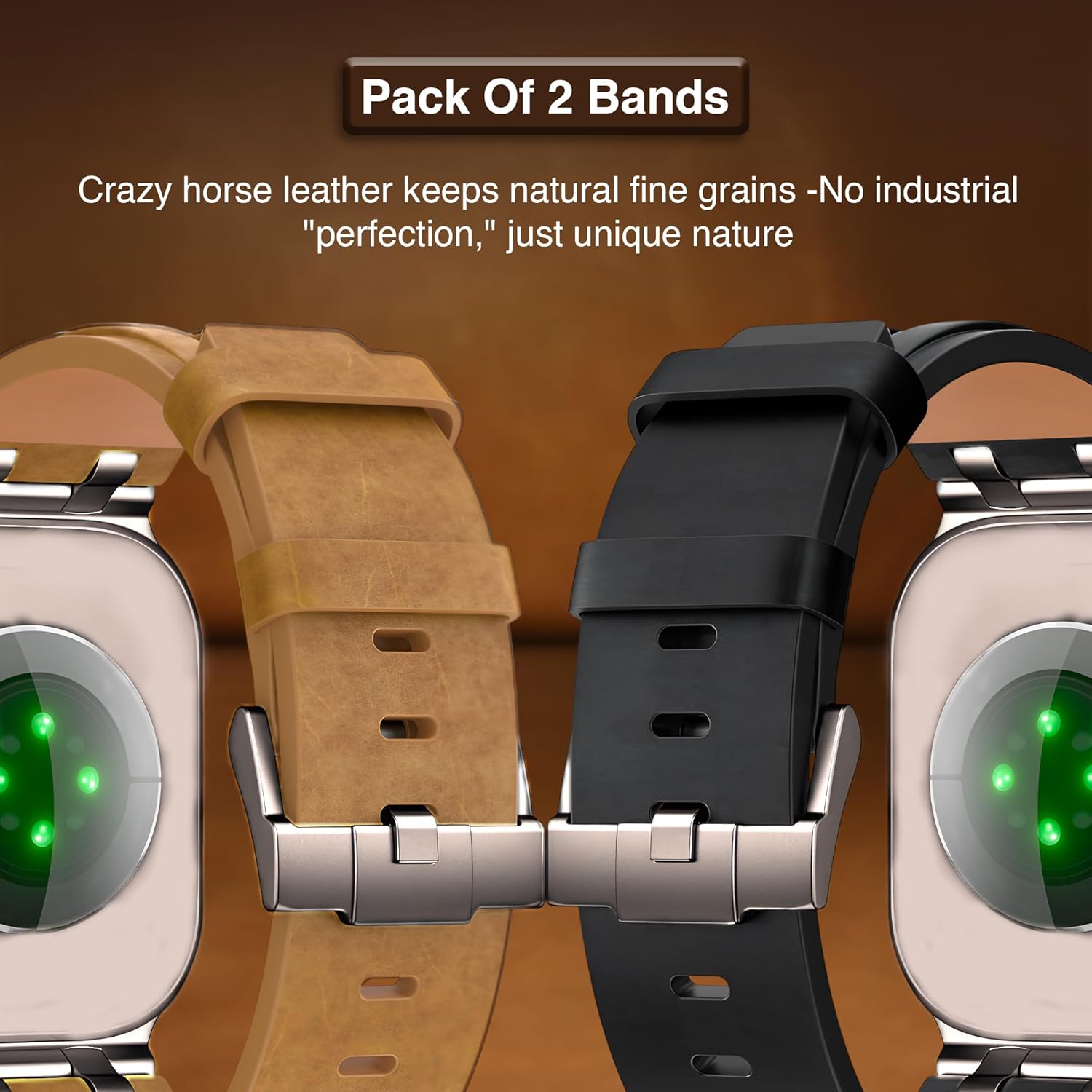 DADO Top Grain Crazy Horse Leather Band Compatible with Apple Watch Ultra 3/2/1, Series 11/10/9/8/7, 49/46/45/44mm, Elegant Strap with Classic Pin Buckle