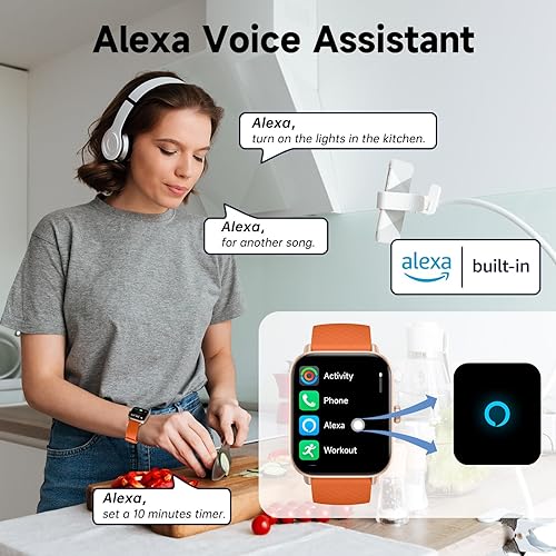 Miniatura 3 de Faweio Reloj inteligente, Bluetooth 5.3 para responderhacer llamadas, Alexa integrado, rastreador de actividad física de 1.8 pulgadas con monitor de