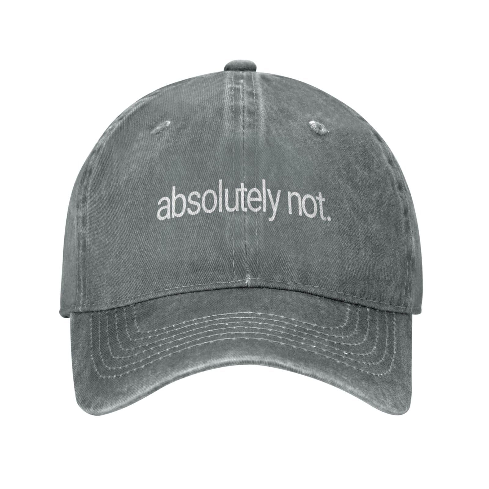 Neoutseve Unisex Absolutely Not Printed Baseball Cap Adjustable Trucker Dad Hat Washed Hat Performance Snapback Cap Gray