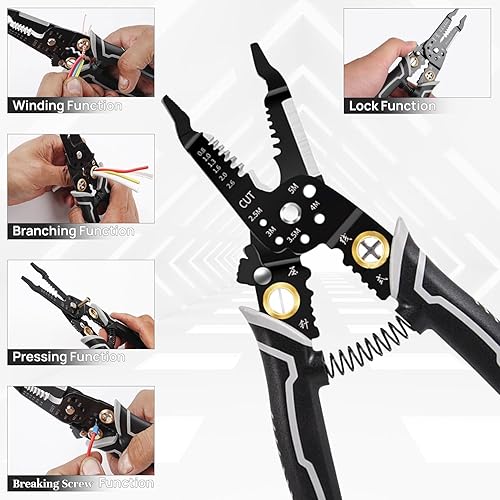Miniatura 2 de Herramienta pelacables 9 en 1, crimpadora de cables de 8 pulgadas, alicates de electricista multifunción, herramienta de cable y herramientas