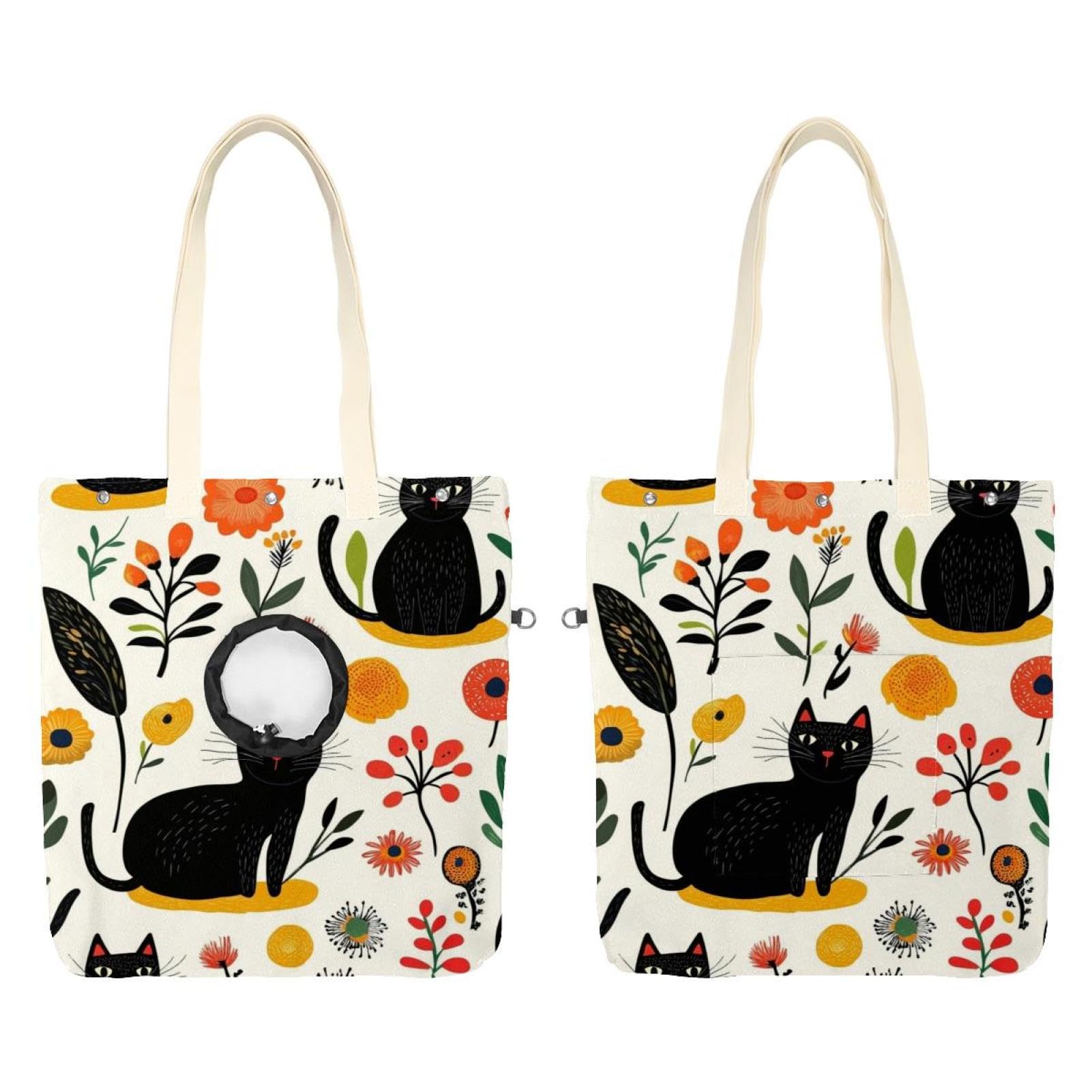 Bolso de transporte para perros pequeños, bolsa de hombro de lona para mascotas con flores