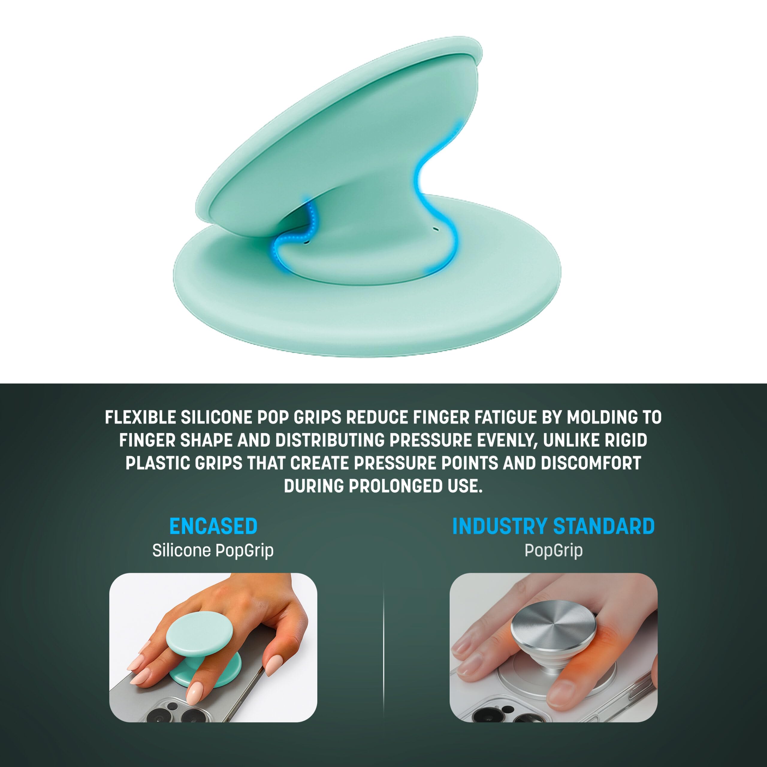 Encased MagMallow - Impugnatura magnetica pieghevole per telefono, compatibile con MagSafe, confortevole, in silicone, per iPhone, colore: Verde menta