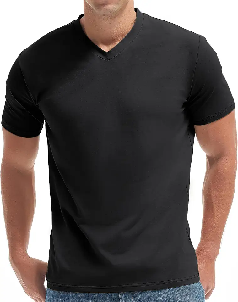 VEIISAR Premium V Neck T Shirts for Men - Modern Fitted Tees Vneck Undershirts