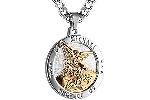 St Michael the Archangel Catholic Medal Stainless Steel Rolo Curb Chain Necklace