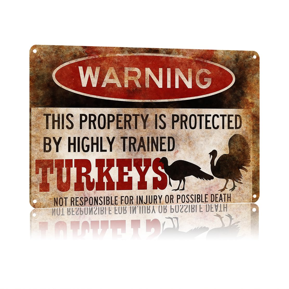 KWQDOZF Funny Metal Signs Posters Funny Turkey Sign Wall Art 8X12inch