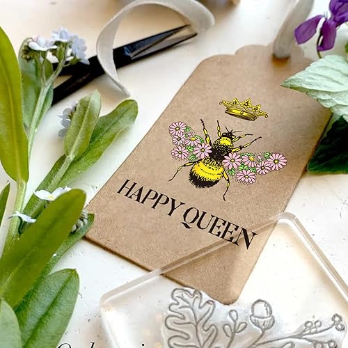 Miniatura 5 de ORIGACH Sellos transparentes de silicona con diseño de abeja, margarita de abeja, sellos de silicona transparente con texto en inglés "Happy