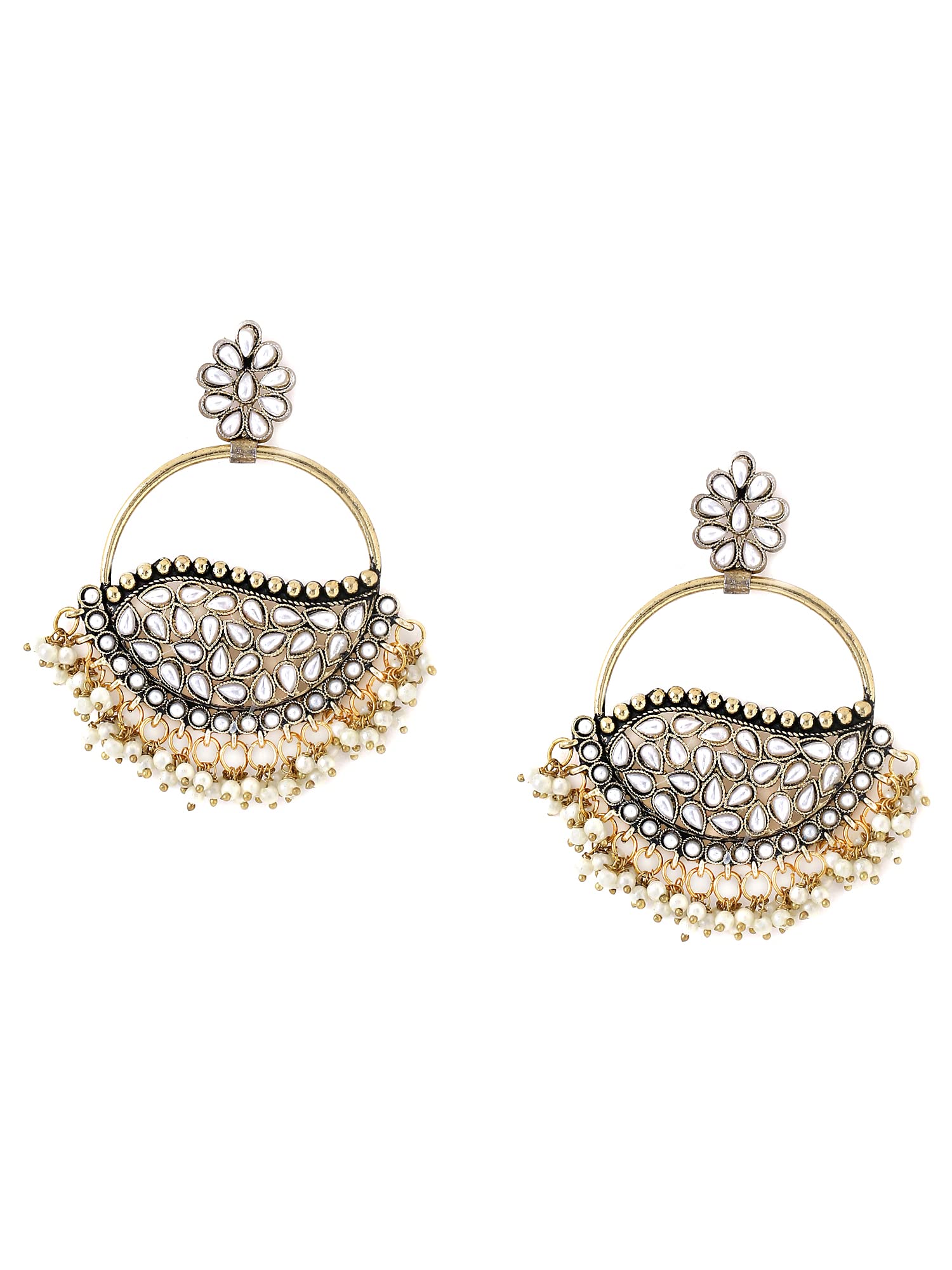 Yellow Chimes Earrings For Women Silver Toned Floral Shaped White Stone and Pearl Studded Chandbali Earrings For Women and Girls (B0BDRZPBQP) Amazon Price History, Amazon Price Tracker