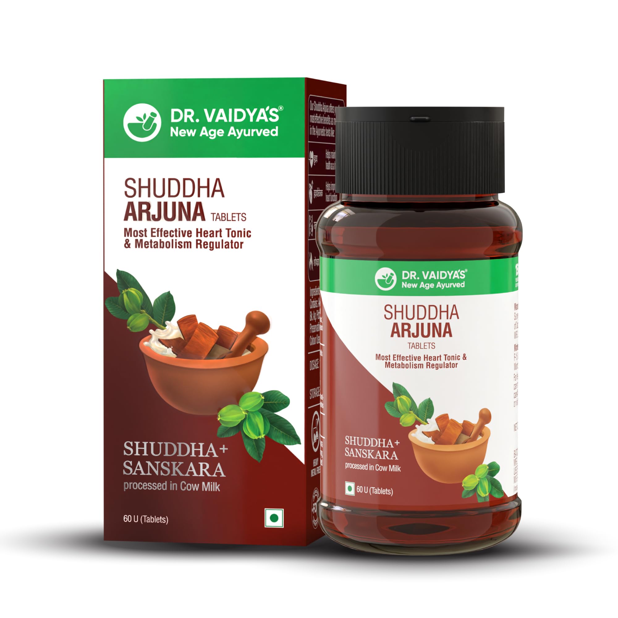 DR. VAIDYAS new age ayurveda Shuddha Arjuna Tablets|3-Step Sanskara Process|With Effective Heart Tonic & Metabolism Regulator|Reduce Fatigue,Improve Heart Function (60 Tablets) Pack Of 1 (B0CCVNP16D) Amazon Price History, Amazon Price Tracker