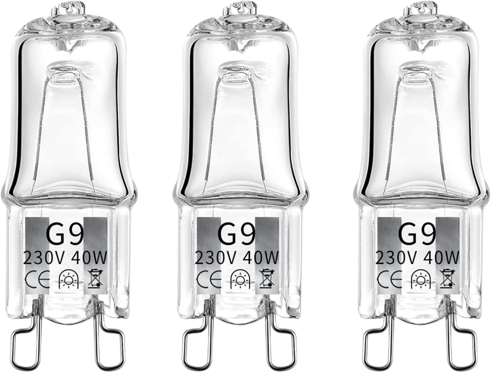 MSC 3-Pack G9 Halogen Oven Bulbs - Dimmable, Compatible with Zanussi, AEG, Stoves - Warm White, 3000K, 40W Each, 230V