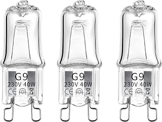 MSC 3 x 40w G9 Halogen Oven Bulbs Suitable for Oven, Salt Lamp, Lava Lamp, g9 Bulb. Dimmable and Compatible Oven Light Bulbs for Zanussi, AEG, Stoves Cooker Bulb etc Warm White 230V (3000k 3 pc 40w)