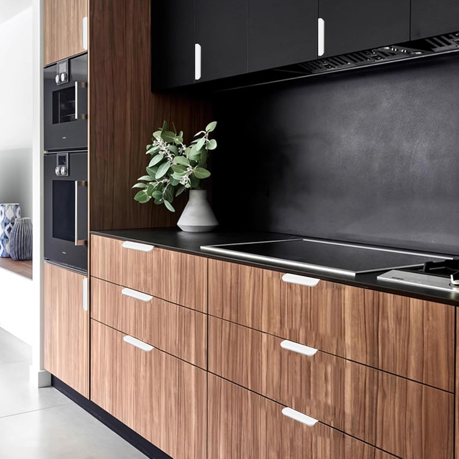 MOROBOR 8 Pack Finger Edge Pull, Self-Stick Instant Cabinet Drawer Pulls Concealed Drawer Pulls Modern Style Drawer Handle for Cabinet Hardware Drawer Wardrobe, 80mm/White - Image 7