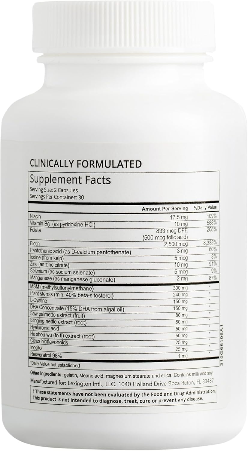 Hairmax Hair, Skin and Nails Dietary Supplement – Hair Loss & Hair Regrowth Treatment. 2500mcg Biotin, DHT Blocker, MSM & Antioxidants, 60 Capsules - Image 4