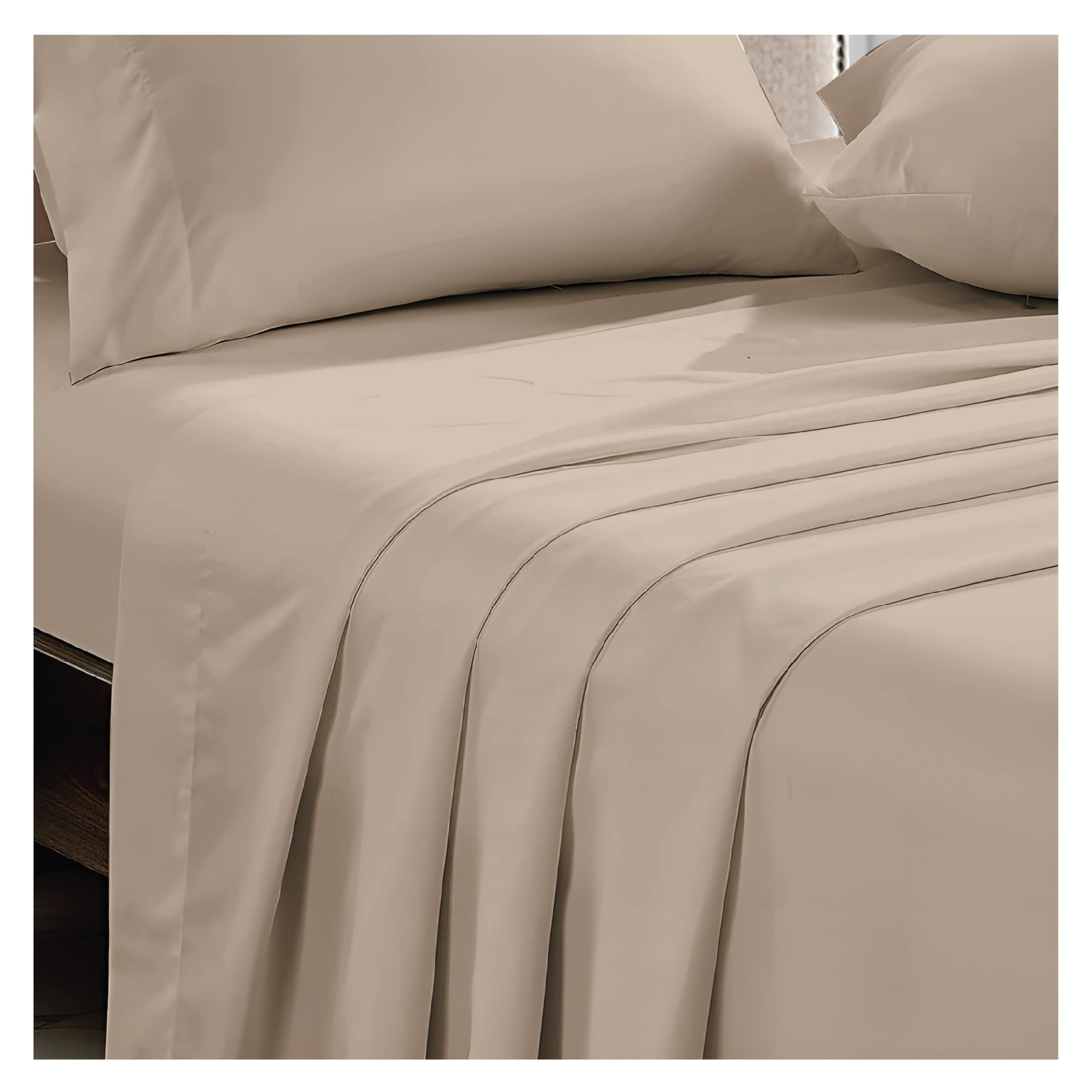 APEX FURNISHINGS Flat Sheet Beige 100% Egyptian Cotton 300 Thread Count Double Bed Sheets - Breathable and Fade Resistant Hotel Bedding Flat Sheets (230cm x 255cm)