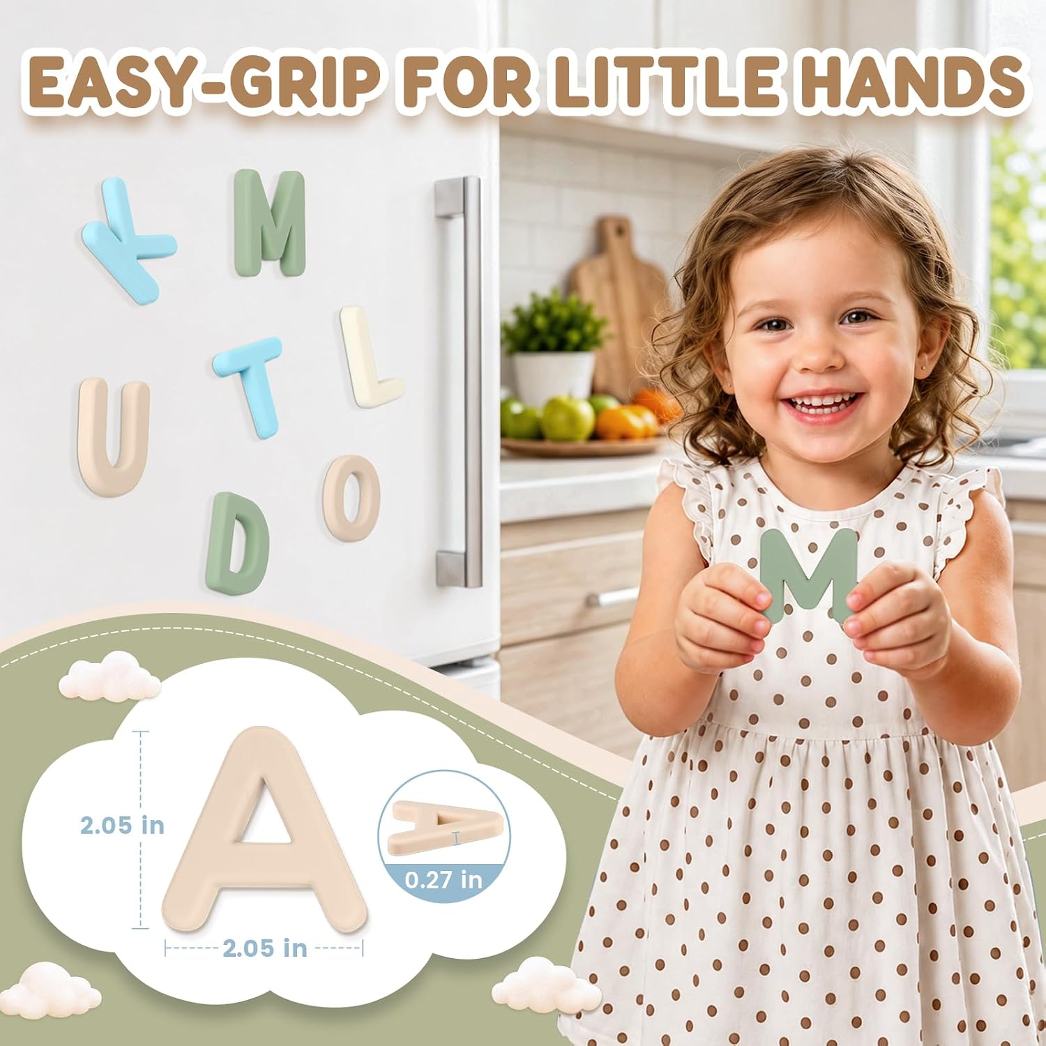 JoyCat Silicone Magnetic Alphabet Letters Fridge Magnets, Nordic Color image 4