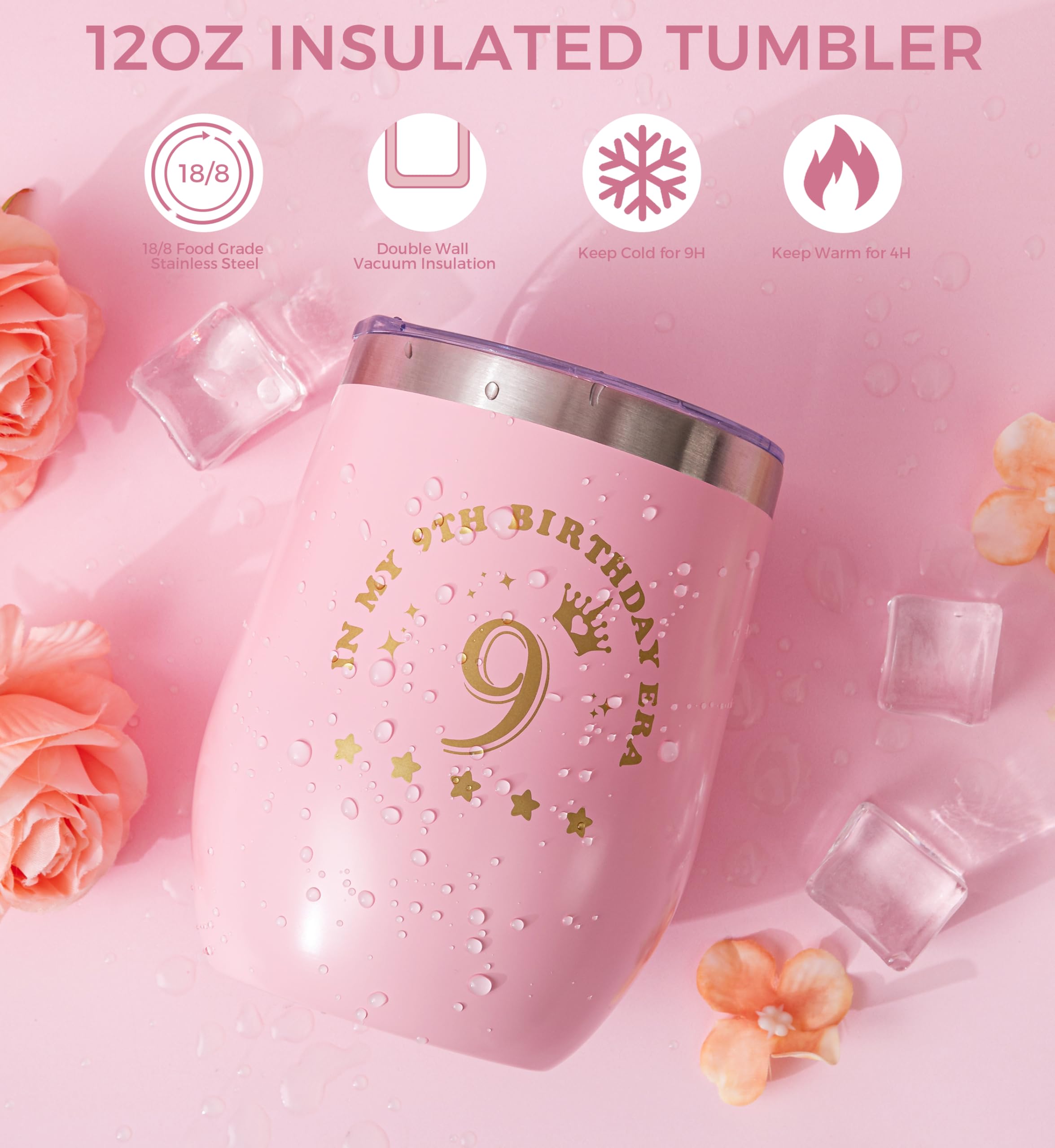 9th Birthday Gifts for Girls,Happy 9th Pamper Gift Basket Ideas for Daughter, Cute Unique Sweet 9 Year Old Birthday Hampers Presents for Her,Best Friend Niece,Granddaughter, Sister, Friend, Teens