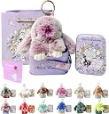 MINGRI Soft Bunny Keychain with Tin,Cute Graduation Plush Gift Teacher Appreciation Keychain for Backpack,Bag Charm Key Chain
