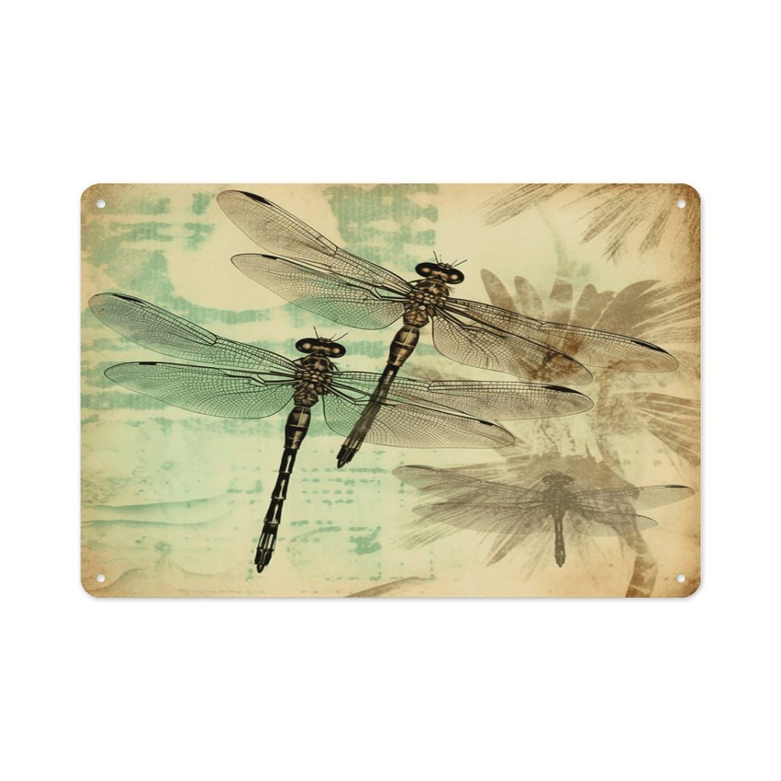 Dragonfly Dragonflies Vintage Rectangle Aluminum Sign Vintage Horizontal Aluminum Plate Multi-Purpose Decoration Painting Farmhouse Style Metal Sign for Home Door Office Cafe