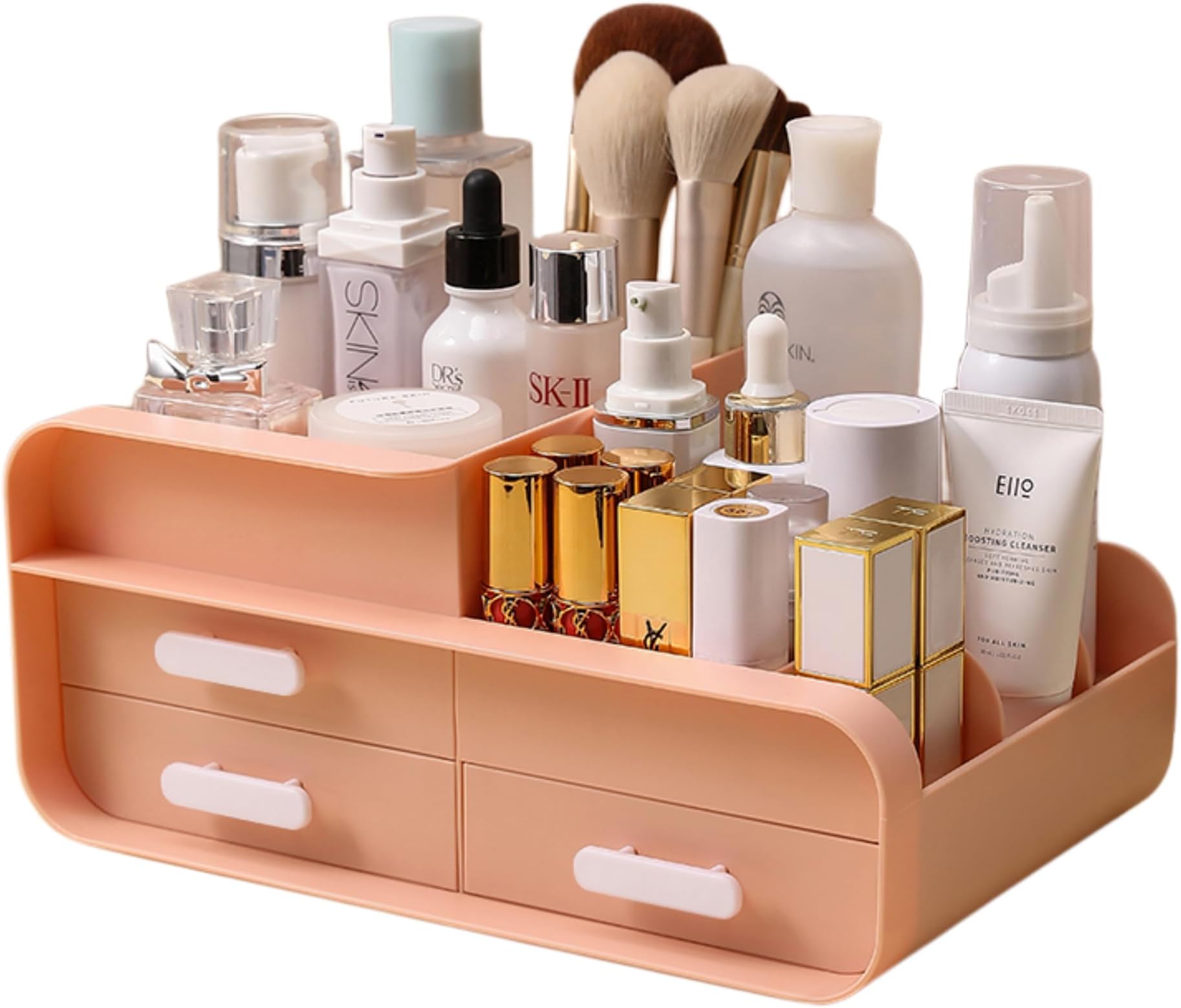 HOORY Elegant Cosmetic Storage Organizer For Your Vanity Or Countertop - Perfect For Makeup And Skincare Products (Pink)
