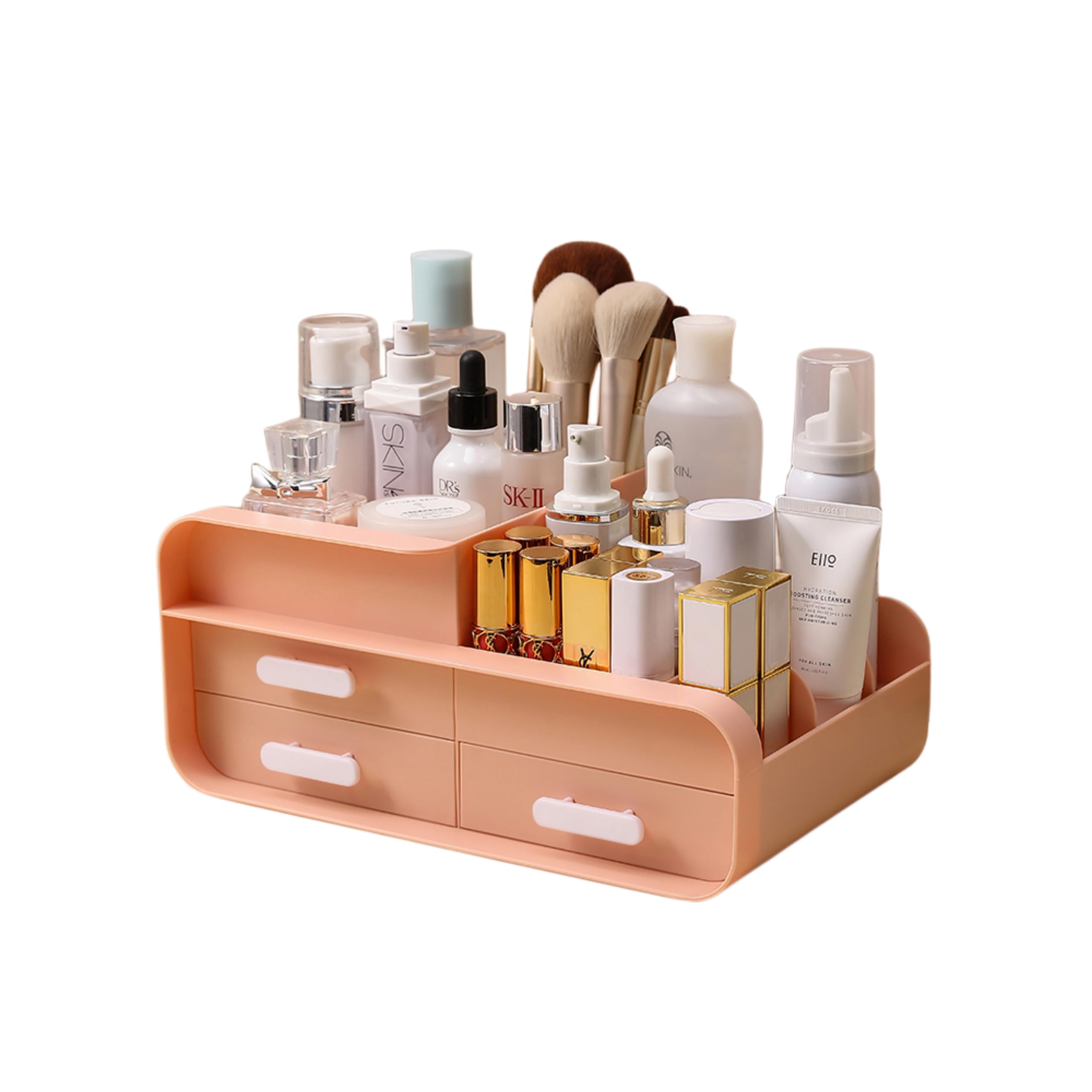 HOORY Elegant Cosmetic Storage Organizer For Your Vanity Or Countertop - Perfect For Makeup And Skincare Products (Pink)